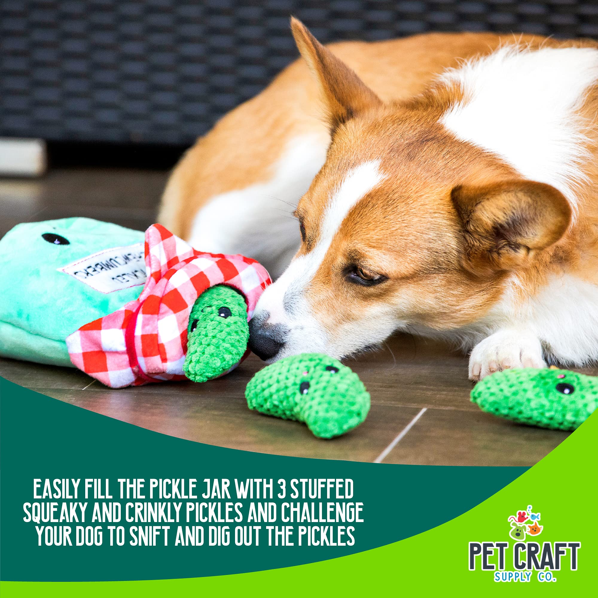 Pet Craft Supply Hide and Seek Plush Dog Toys - 4 Piece Set, Interactive Crinkle Squeaky Chew Puzzle for Medium Breeds
