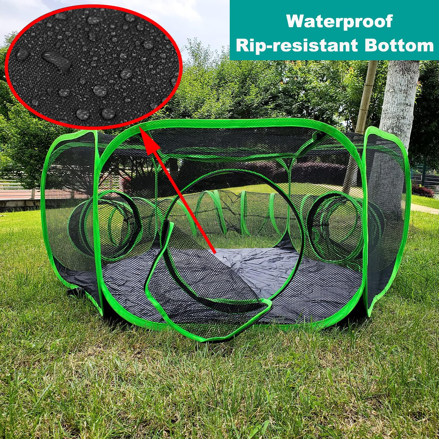 Heyhome Small Animal Playpen Guinea Pig Hedgehog Cage Rabbit Cage With Fun Surround Tunnel Breathable & Transparent Pop Open Exe