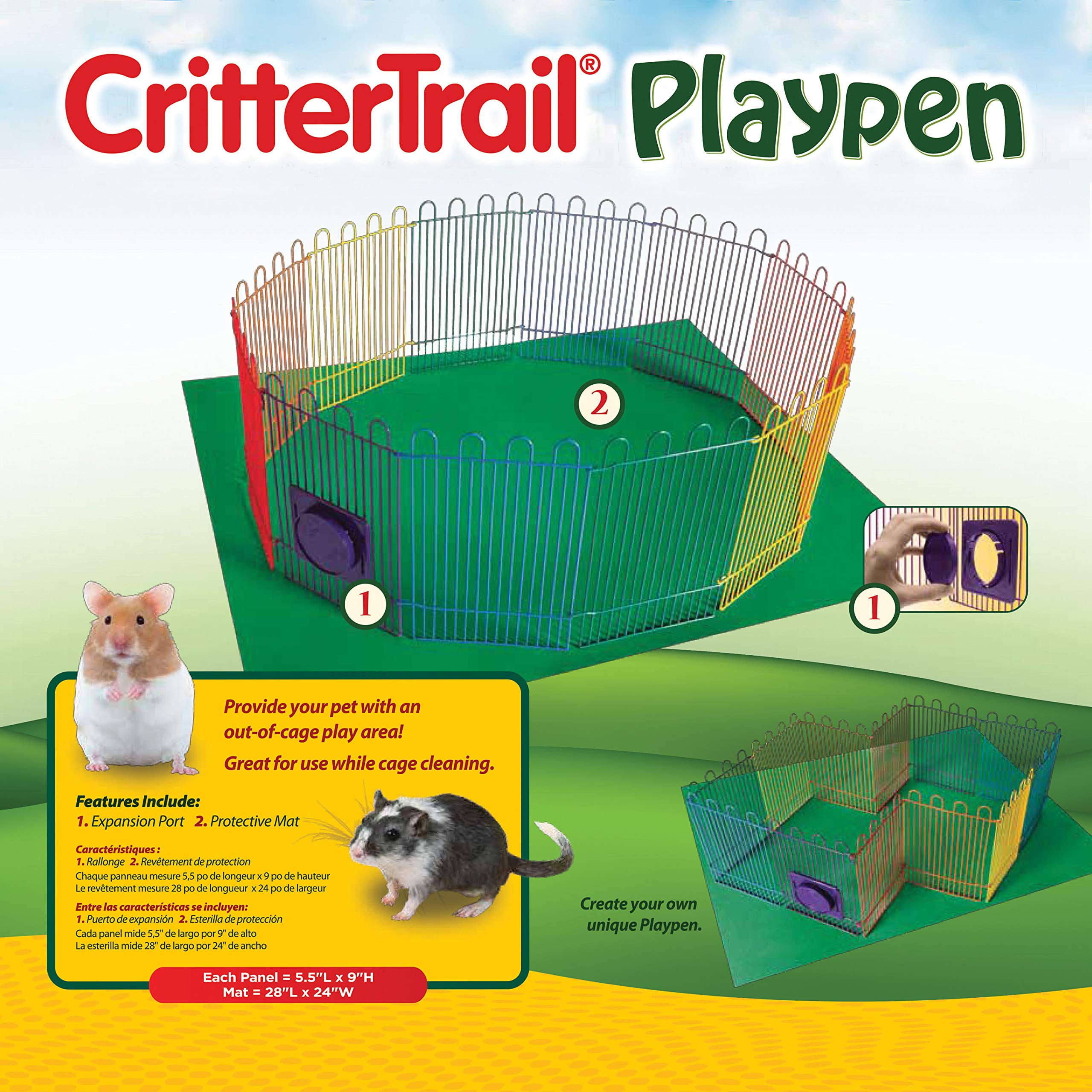 Kaytee CritterTrail Playpen with Mat for Pet Gerbils, Hamsters or Mice Blue Small
