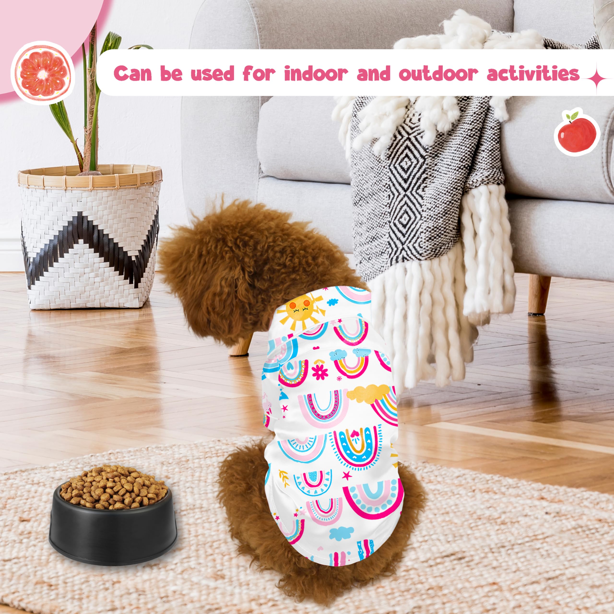 Dog Silk Pajamas Dog Shirts For Small Dogs Satin Pjs Two-Legged Puppy Clothes Lapel Sleepwear Cat Outfit (Boho Rainbow, M)