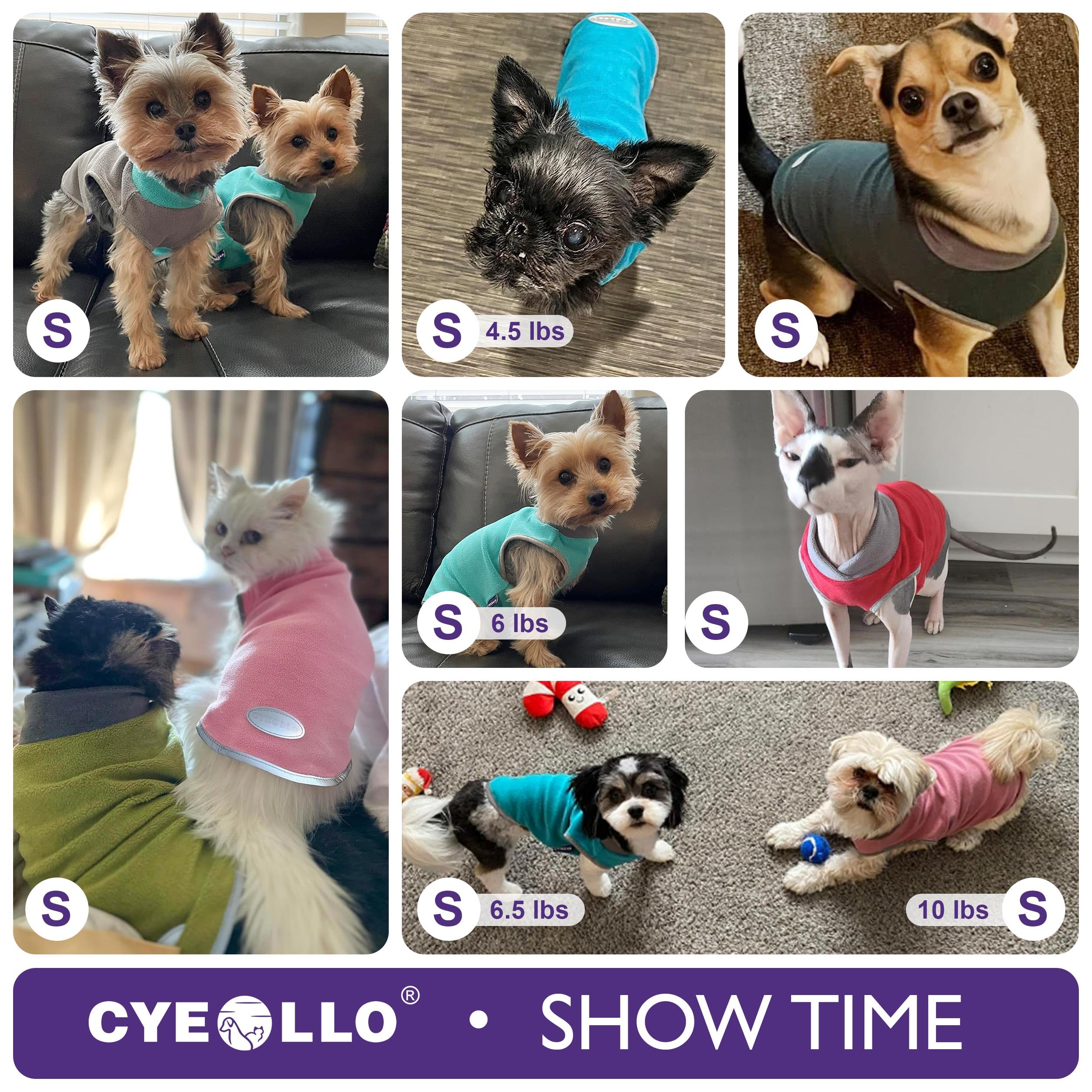 Cyeollo 2 Pack Fleece Dog Sweater Pullover Dog Sweatshirt Reflective Lightweight Clothes For Small Dogs Girl Pet Apparel Purple,