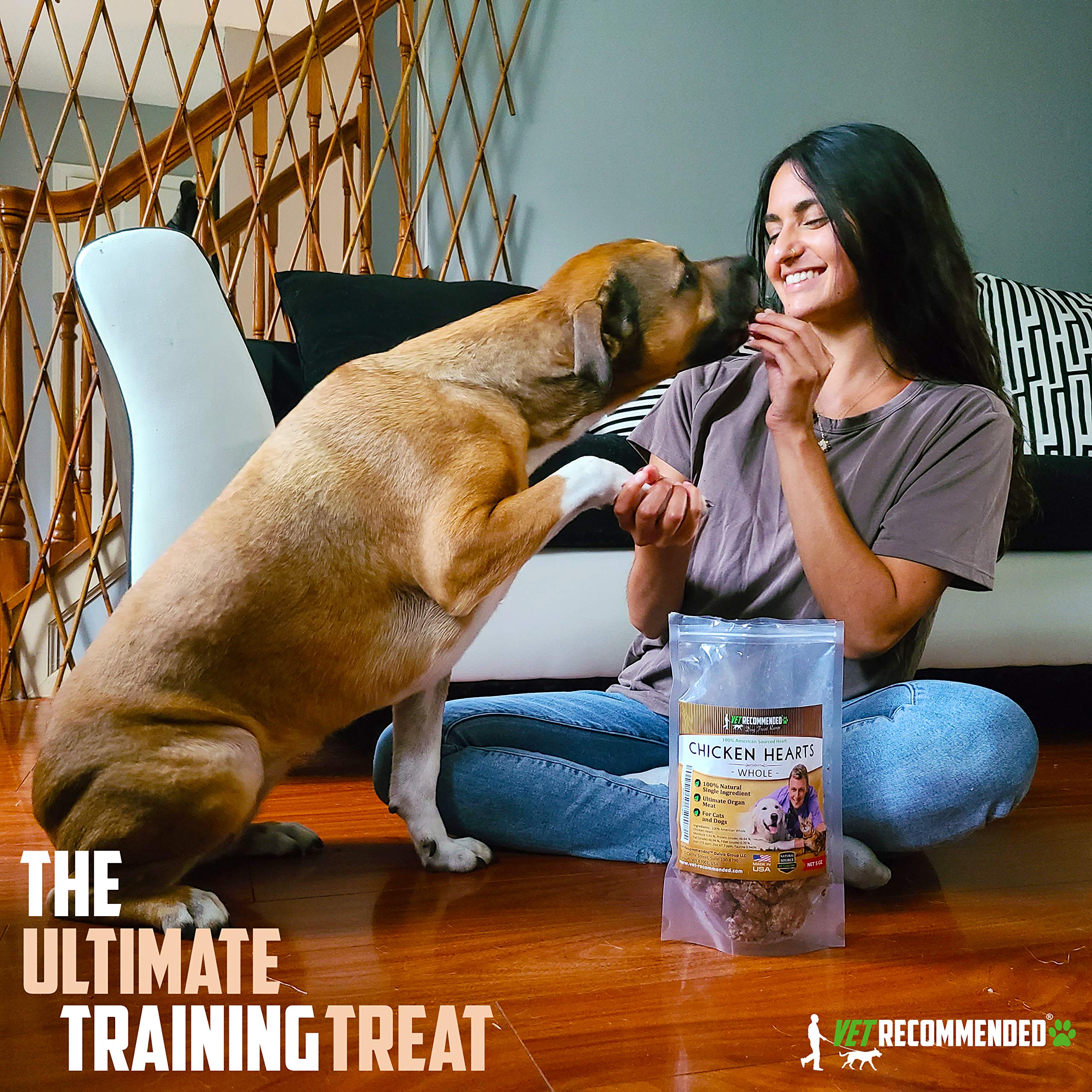 Vet Recommended Premium Whole Chicken Hearts for Dogs and Cats (5oz Bag), Freeze Dried Natural Dog Treats - Perfect Organ Meat f