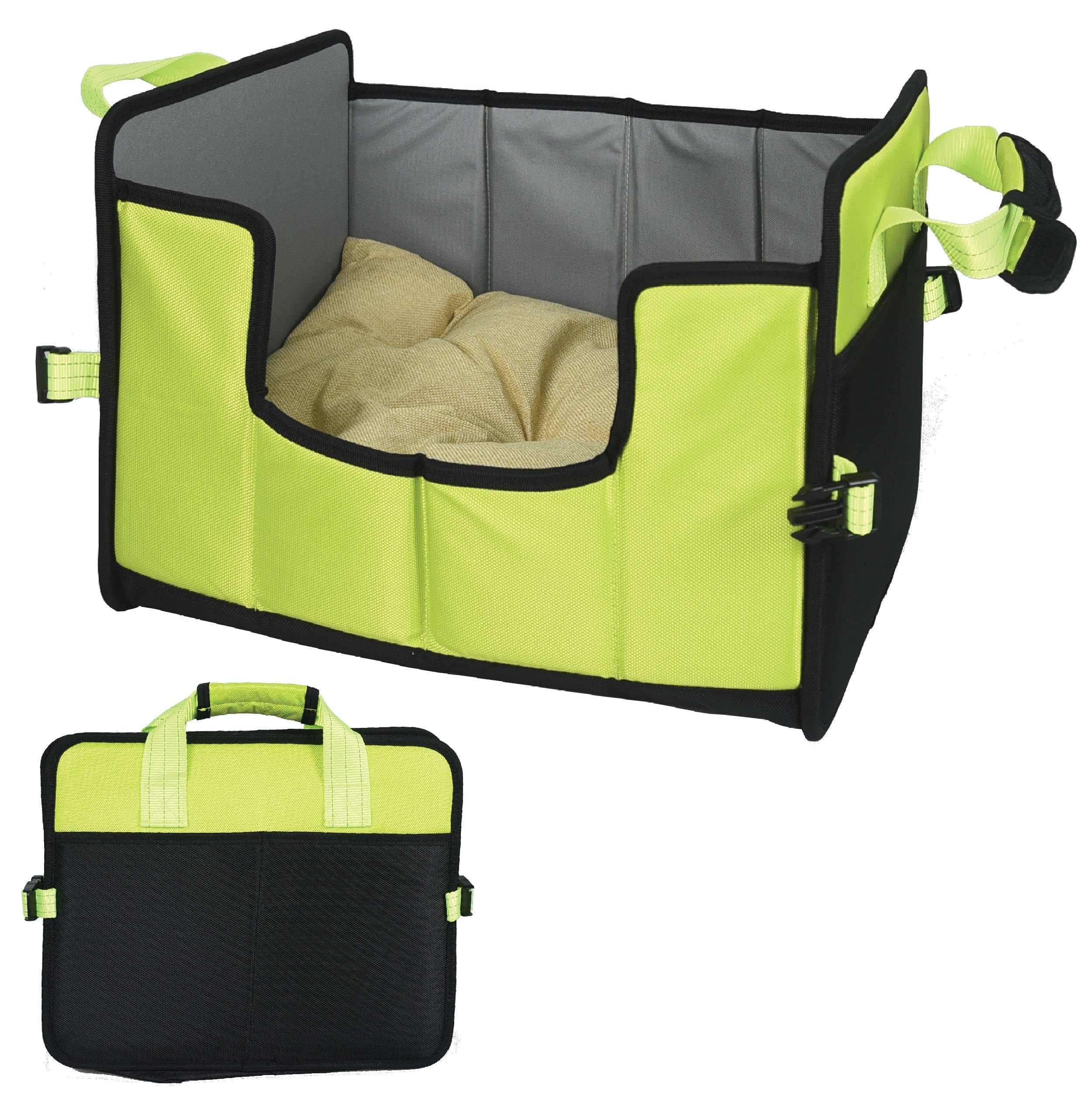 Pet Life Travel-Nest Folding Travel Cat and Dog Bed, LG, Green