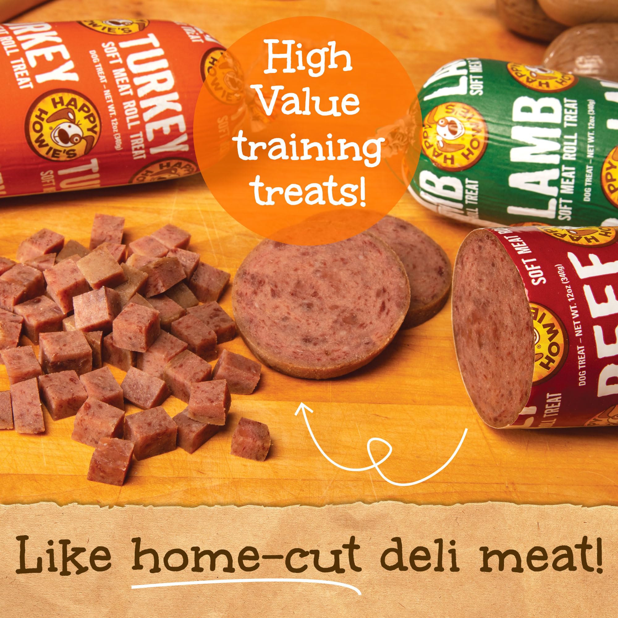 Happy Howies Soft Meat Roll Treat - Soft Dog Food Beef Rolls, High Protein, Natural Ingredients, for All Dogs, Made in USA - Be