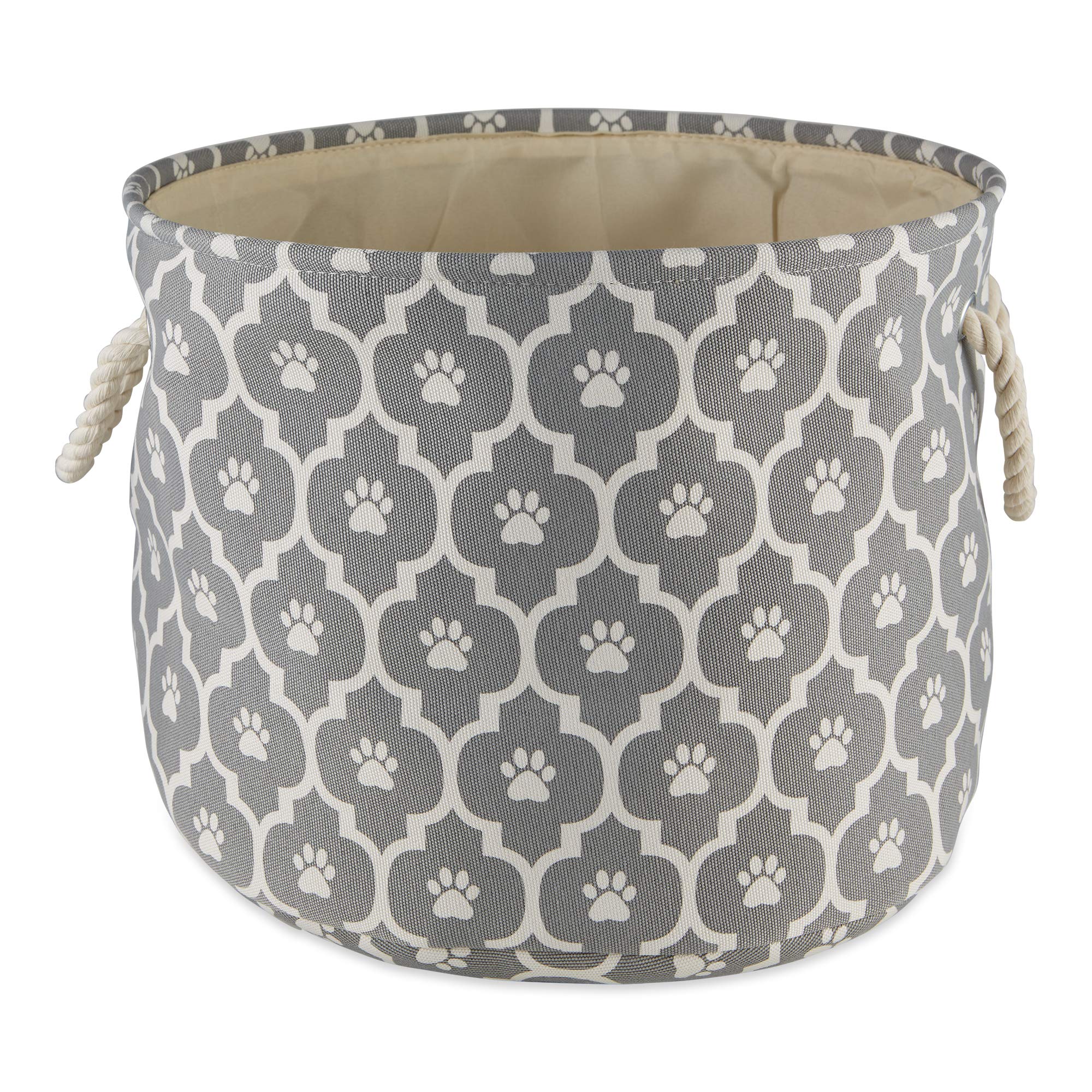 Bone Dry Pet Storage Collection Lattice Paw Print, Gray, Medium Round