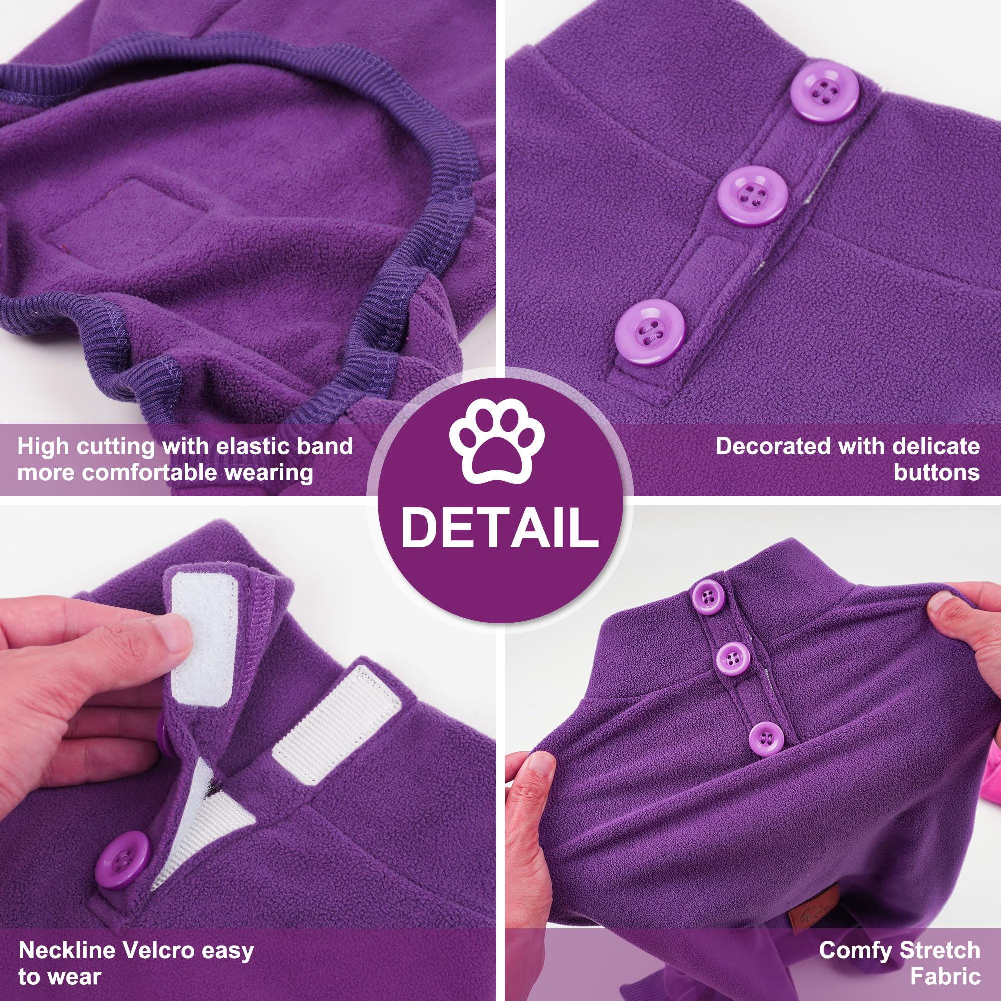 Cyeollo Small Dog Pajamas Dog Pjs Jumpsuit Fleece Thermal Dog Onesie Stretchable Doggie Pet Shirts Warm Coat For Small Dogs Girl