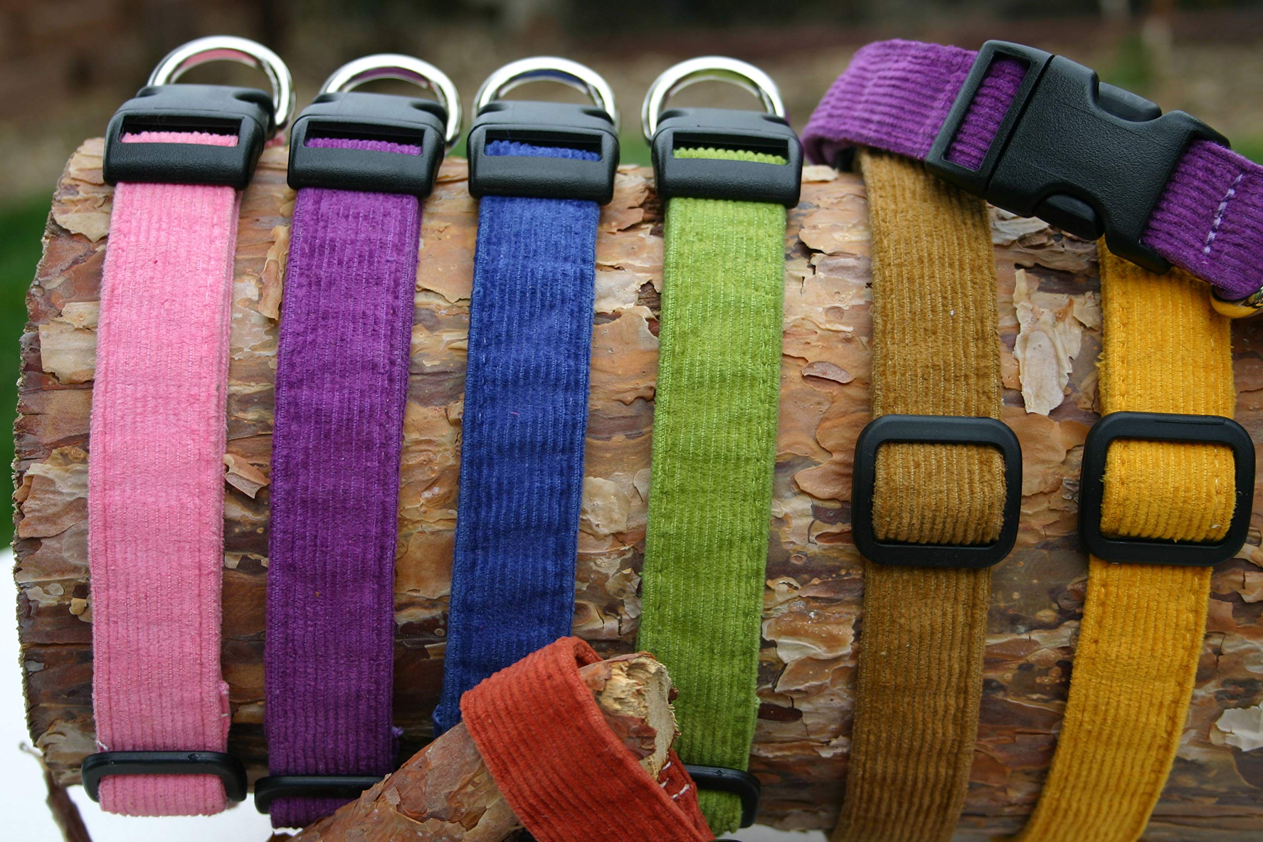 Hemp Corduroy Dog Collar - No Pattern (3/4' Medium, Avocado)