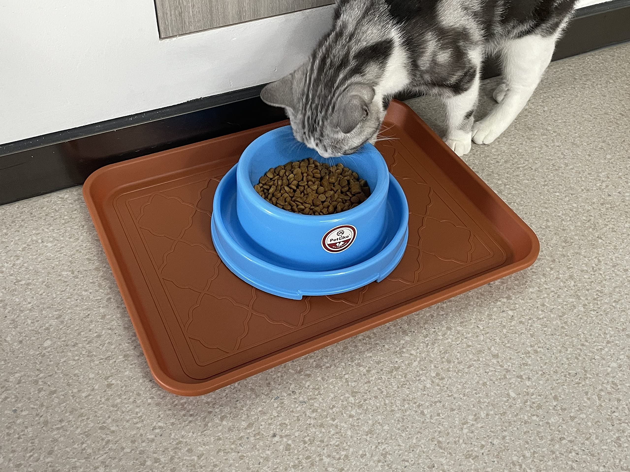 PetLike Boot Tray for Entryway Indoor, Pet Food Mat Tray, 16.7 x 12.8 inch 2 Packs, Waterproof Rubber Shoe Tray for Indoor and O
