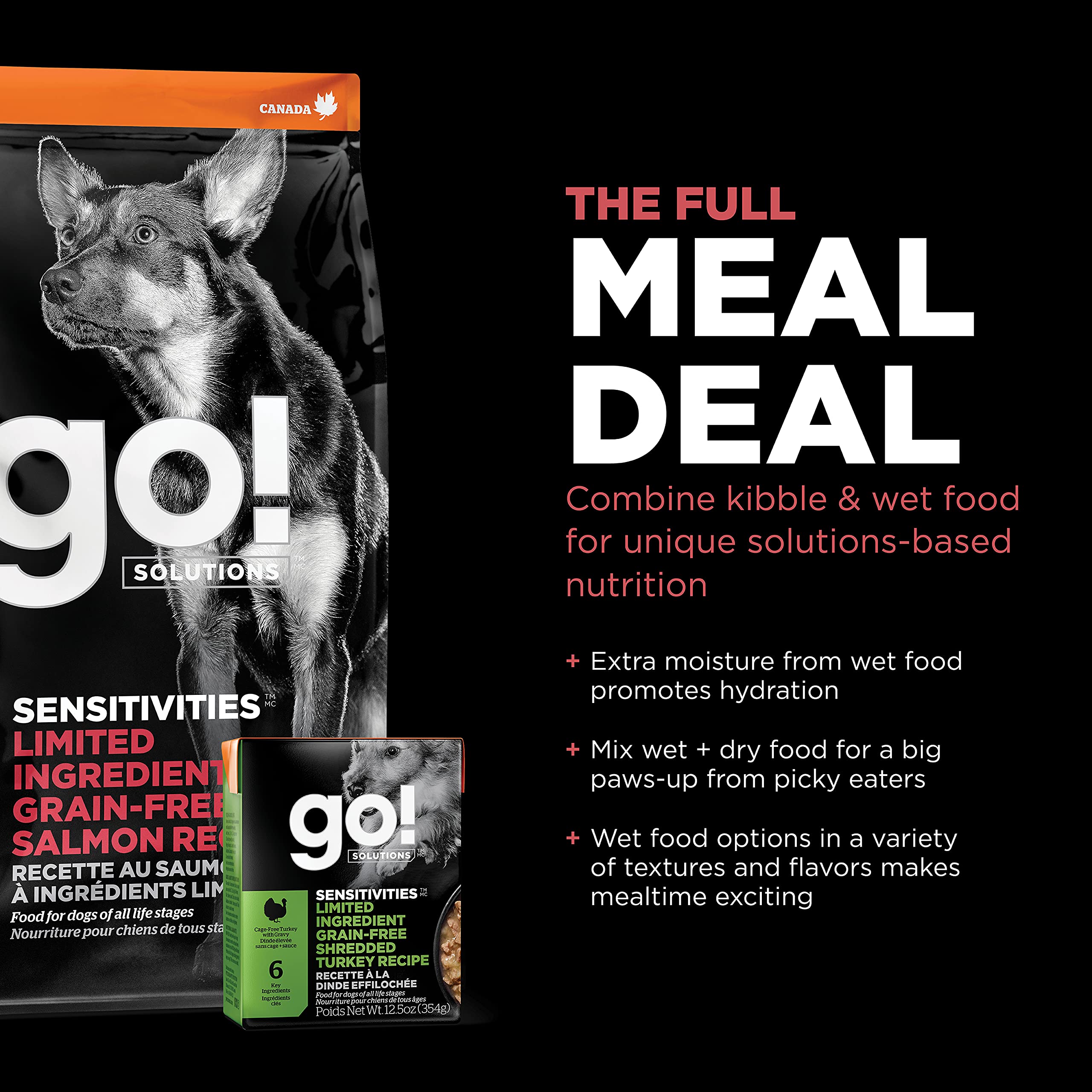 Go! Solutions Sensitivities Limited Ingredient, Grain-Free Dry Dog Food, Salmon Recipe for Sensitive Stomach, 3.5 lb Bag