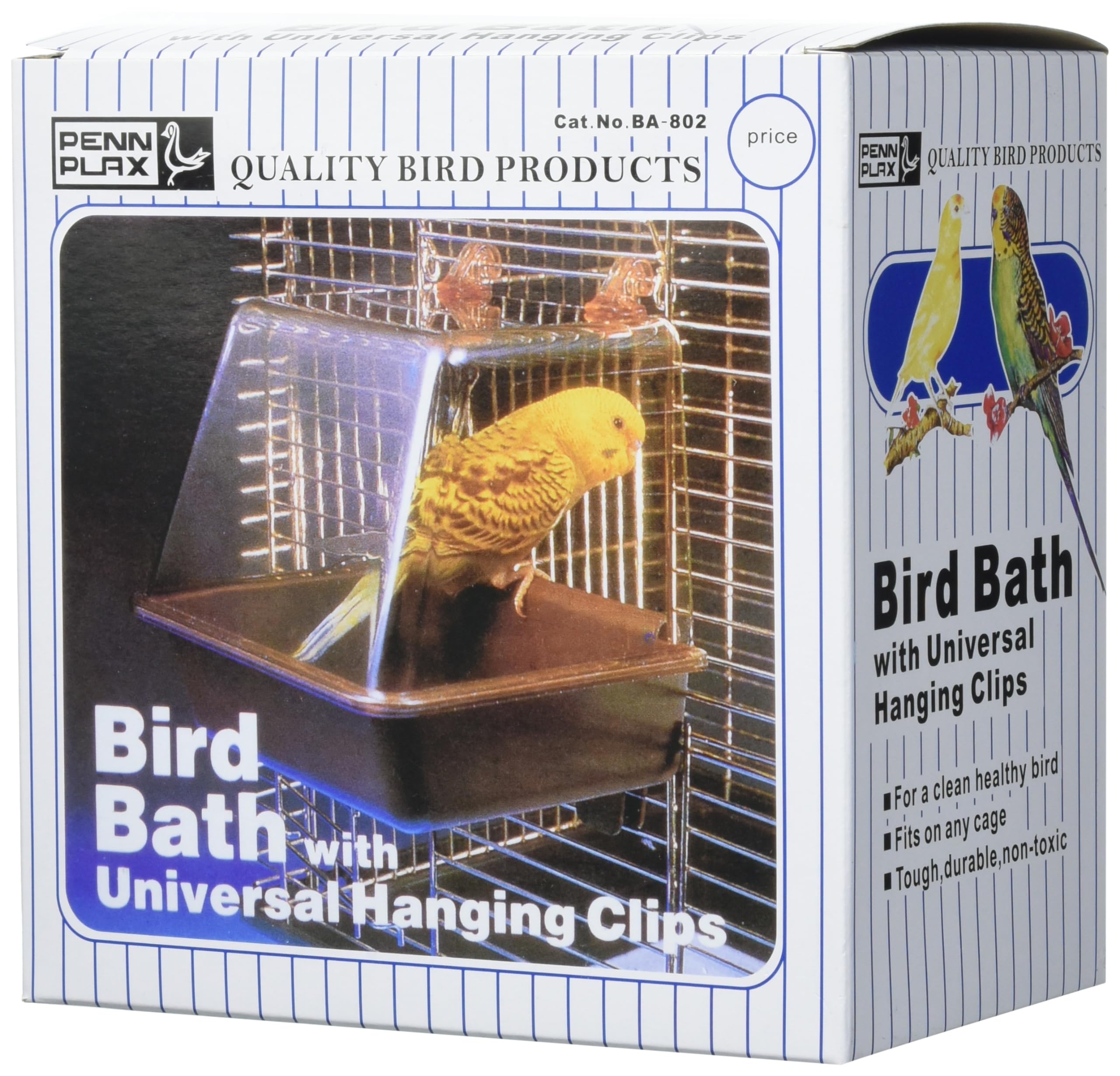 Penn-Plax Clip-On Bird Bath - Attaches To Most Birdcages - Perfect For Parakeets, Lovebirds, Parrotlets, Finches, Canaries, And