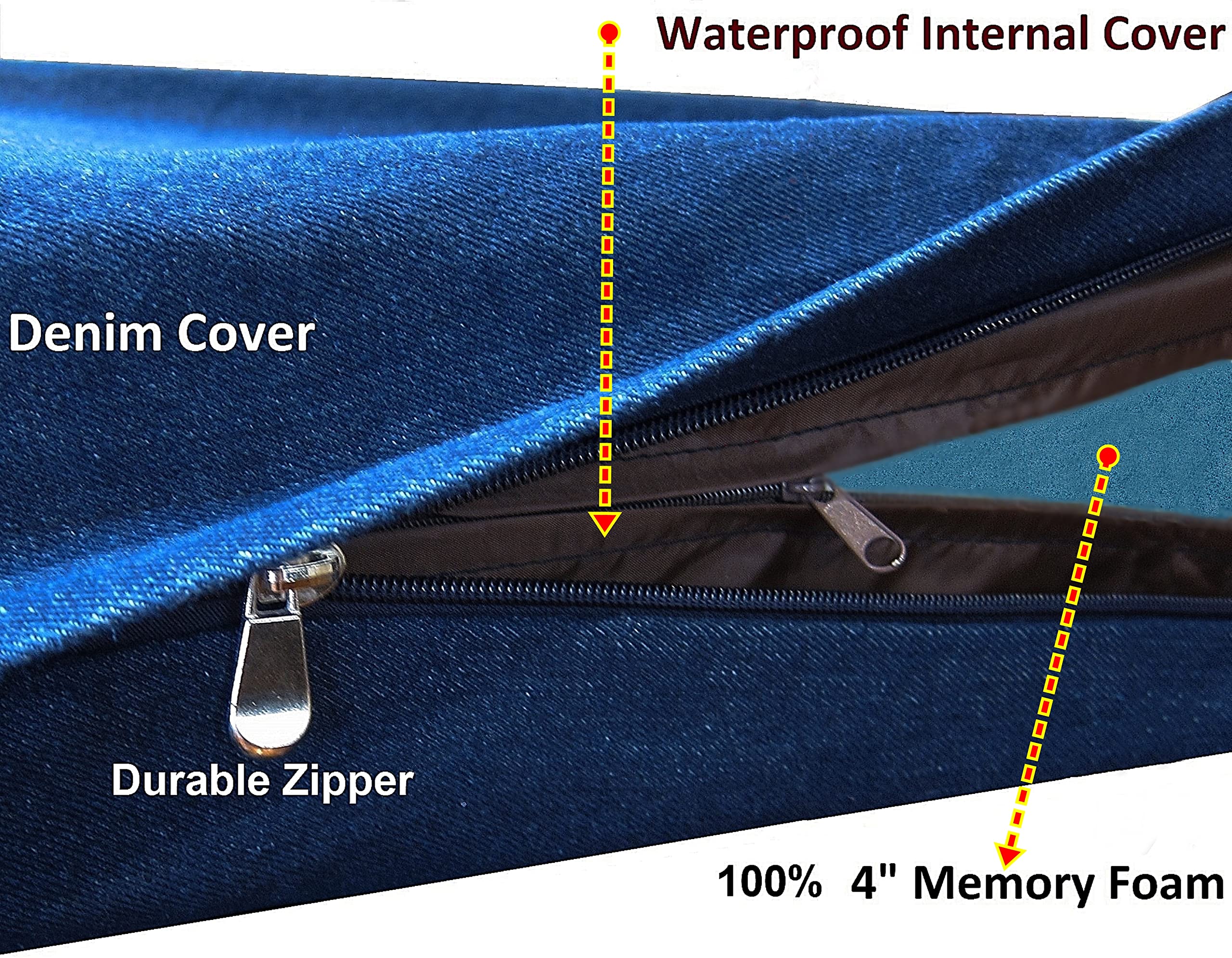Dogbed4less Luxury XXL Orthopedic Memory Foam Dog Bed for Extra Large Dogs with Durable Waterproof Internal Case, Removable Wash