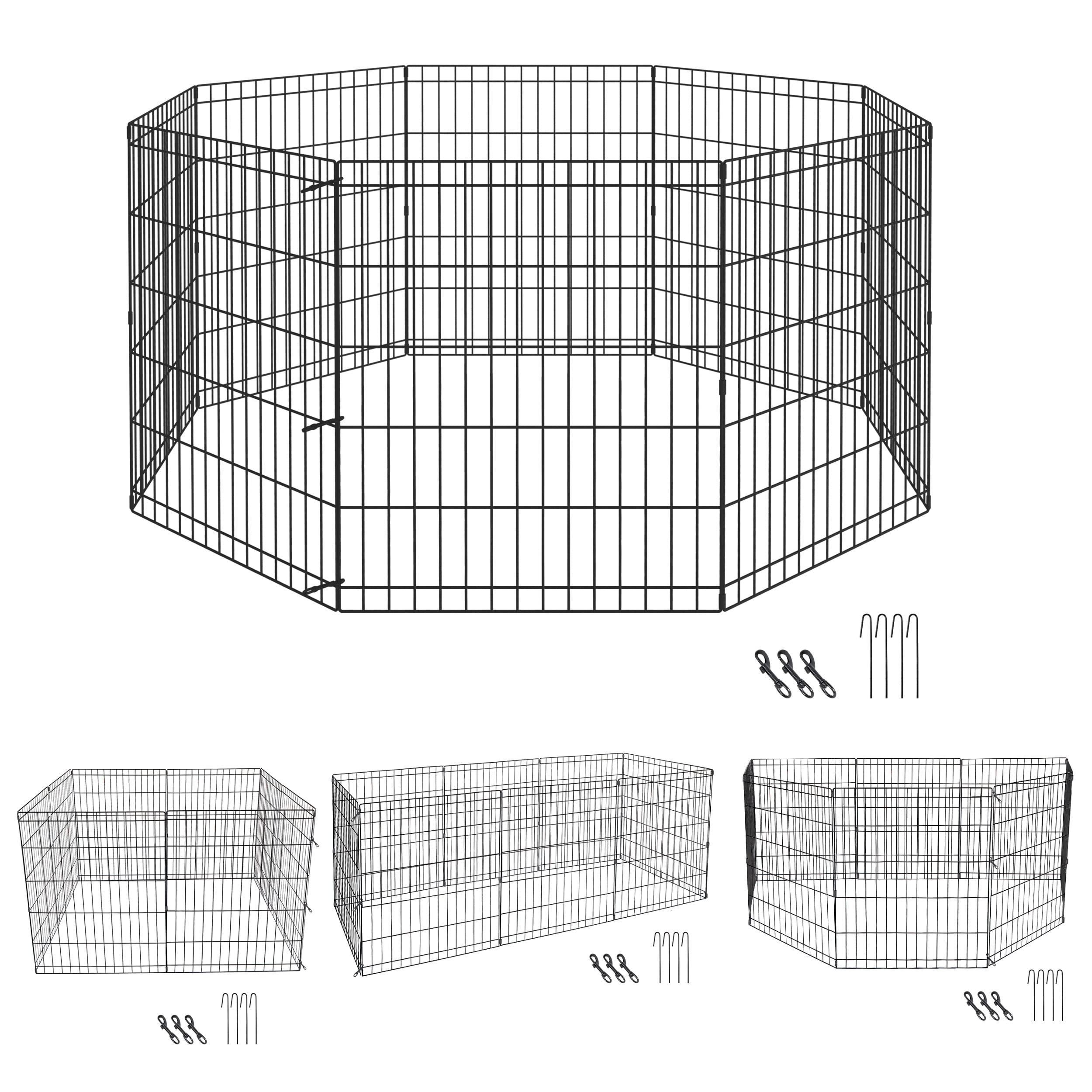 24/30/36/42/48 Inch Pet Playpen Puppy Playpen Dog Exercise Pen Indoor Outdoor Folding Dog Fence For Small Animals 8 Panel