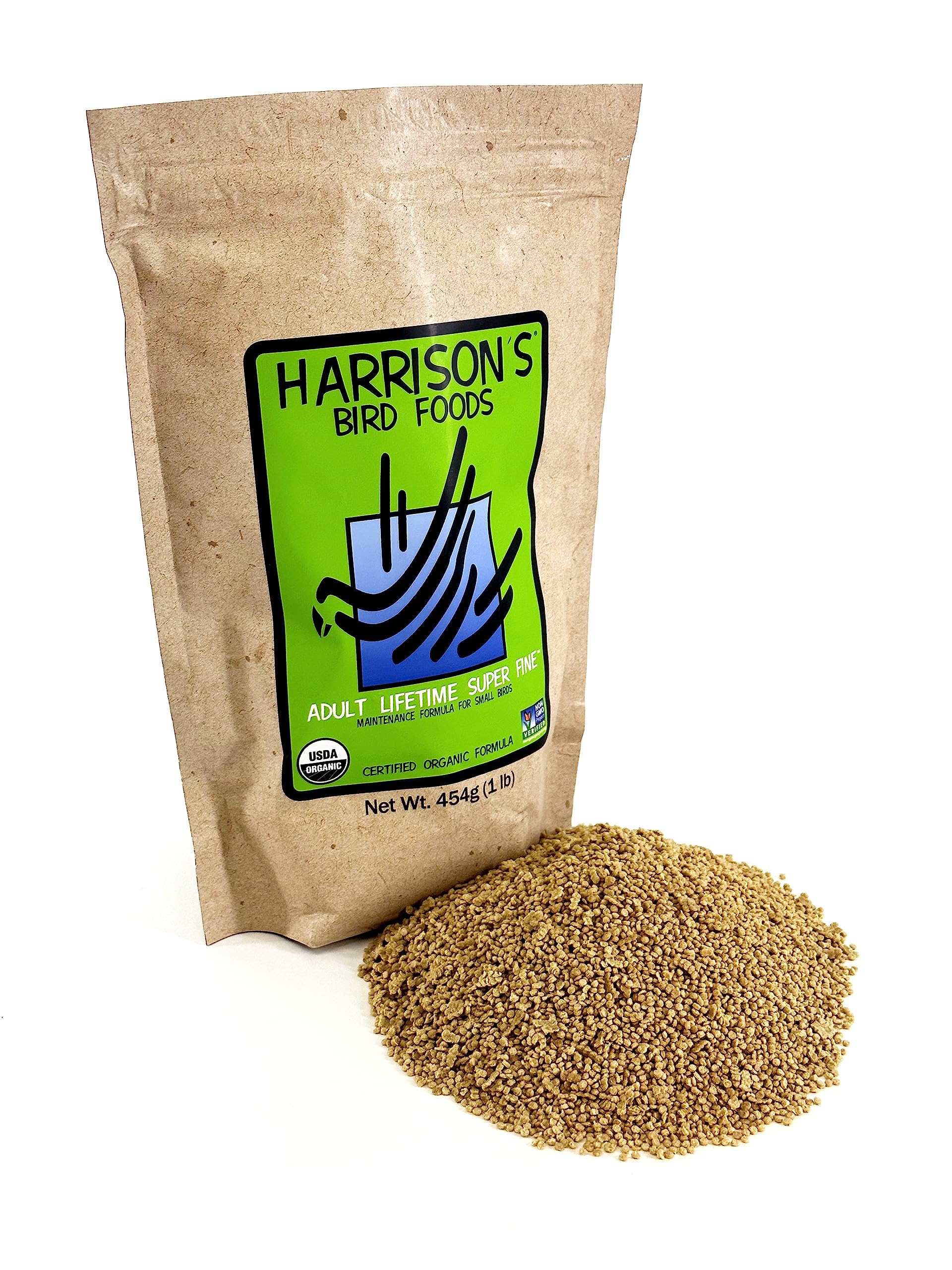 Harrisons Bird Foods Adult Lifetime Certified Organic Non-GMO Formula Small Bird Food 1lb