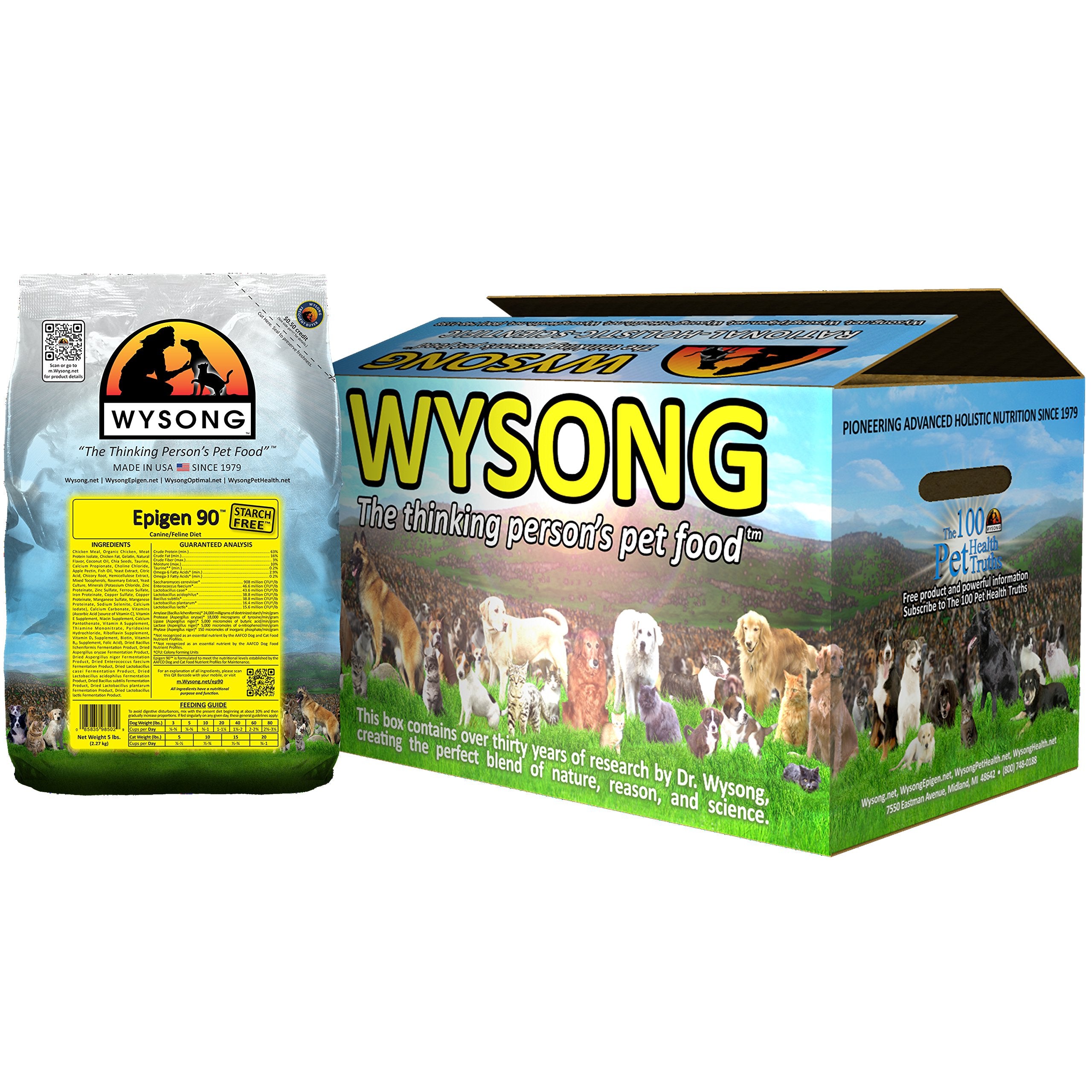Wysong Epigen 90 Starch Free Canine Feline Dry Formula Dog Cat Food, Four- 5 Pound Bags (WDCFE9020)