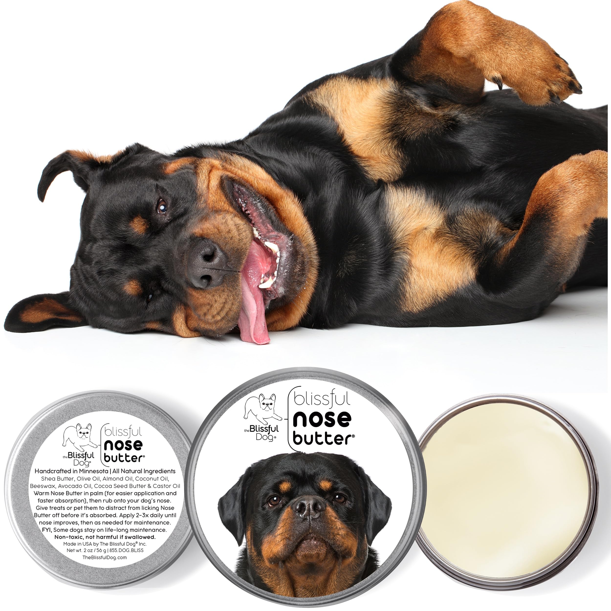 The Blissful Dog Rottweiler Unscented Nose Butter - Dog Nose Butter, 4 Ounce