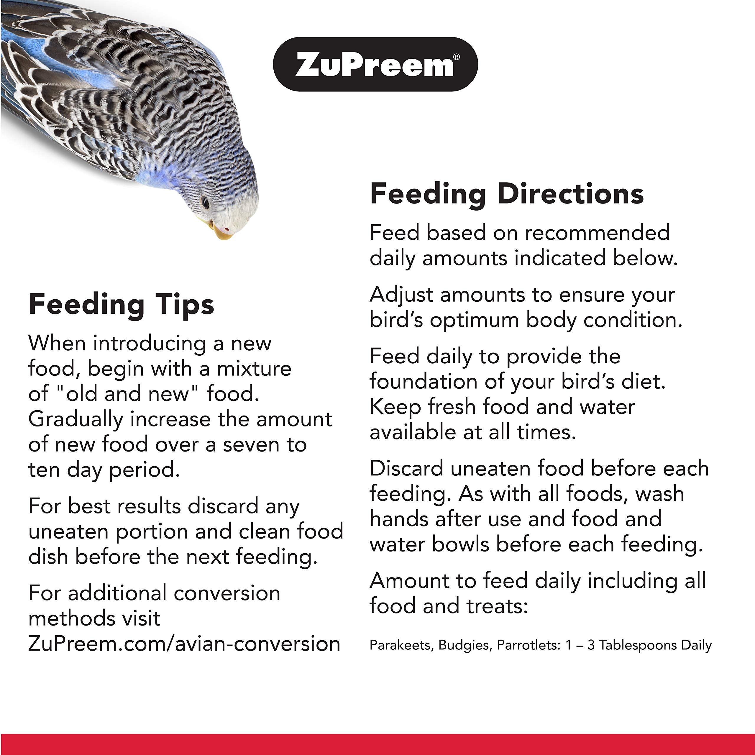 ZuPreem FruitBlend Flavor Pellets Bird Food for Small Birds, 2 lb (2-Pack) - Powerful Pellets Made in USA, Naturally Flavored fo