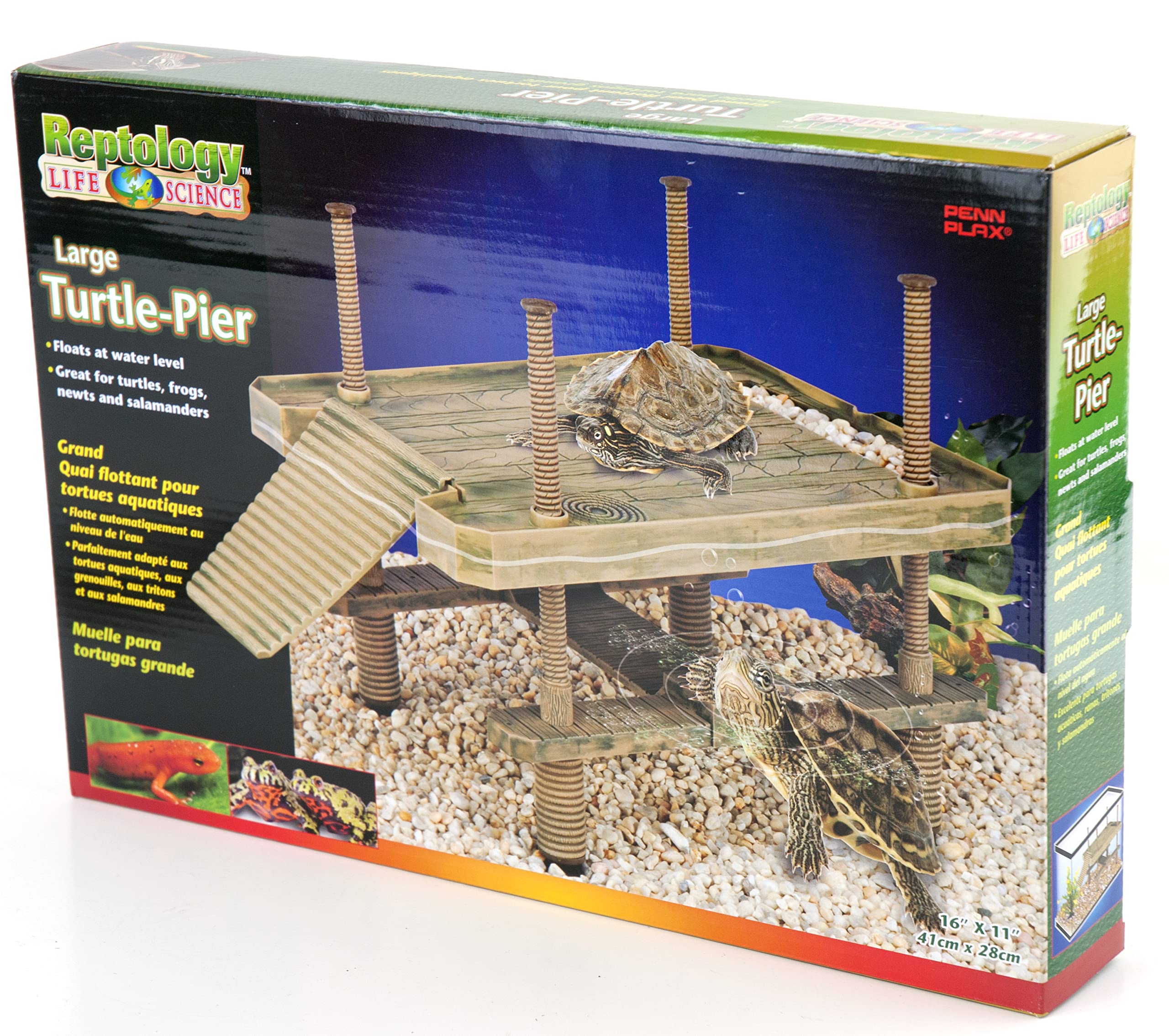 Penn-Plax Reptology Aquatic Turtle Pier And Basking Platform | Floating Above Tank | Decorative, Functional, And Naturally Inspired For Aquariums And Terrariums | Large Size (Rep603)