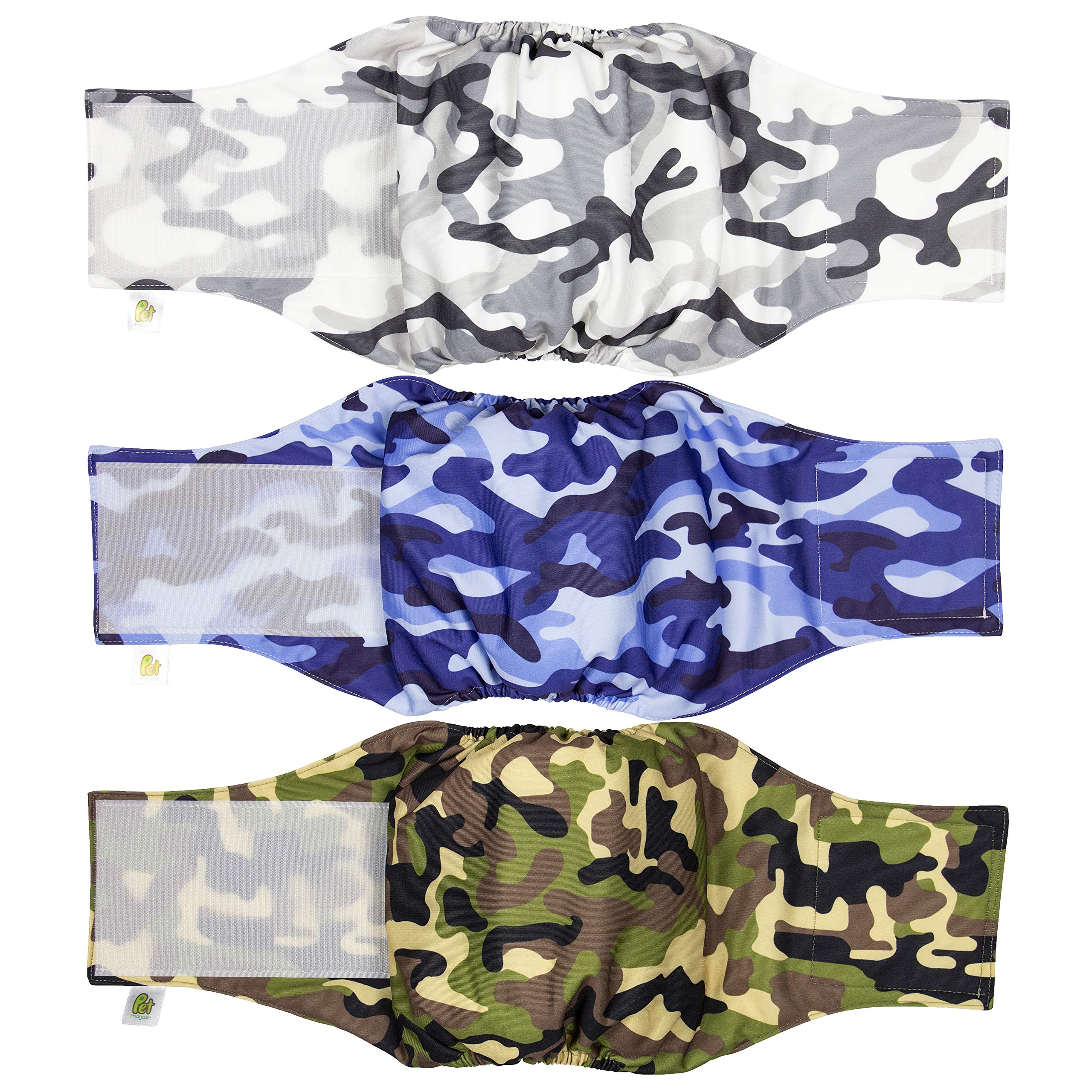 Premium Male Dog Belly Band Washable (3-Pack) (camo, Medium (15-21 Waist))