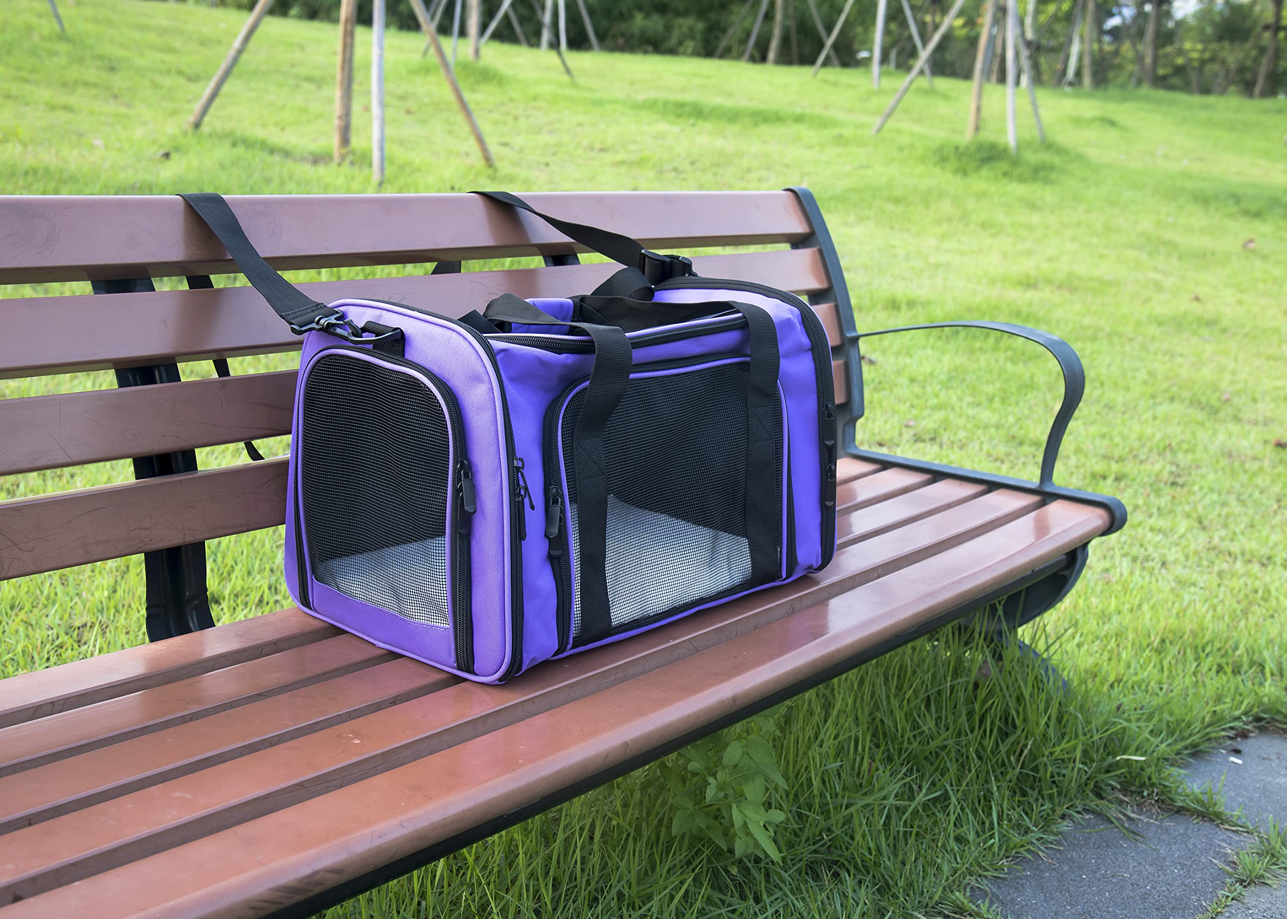 Nextfri Soft Sided Carrier For Small Medium Cats Dogs,Tsa Airline Approved Collapsible Travel Pet Carrier Medium Purple
