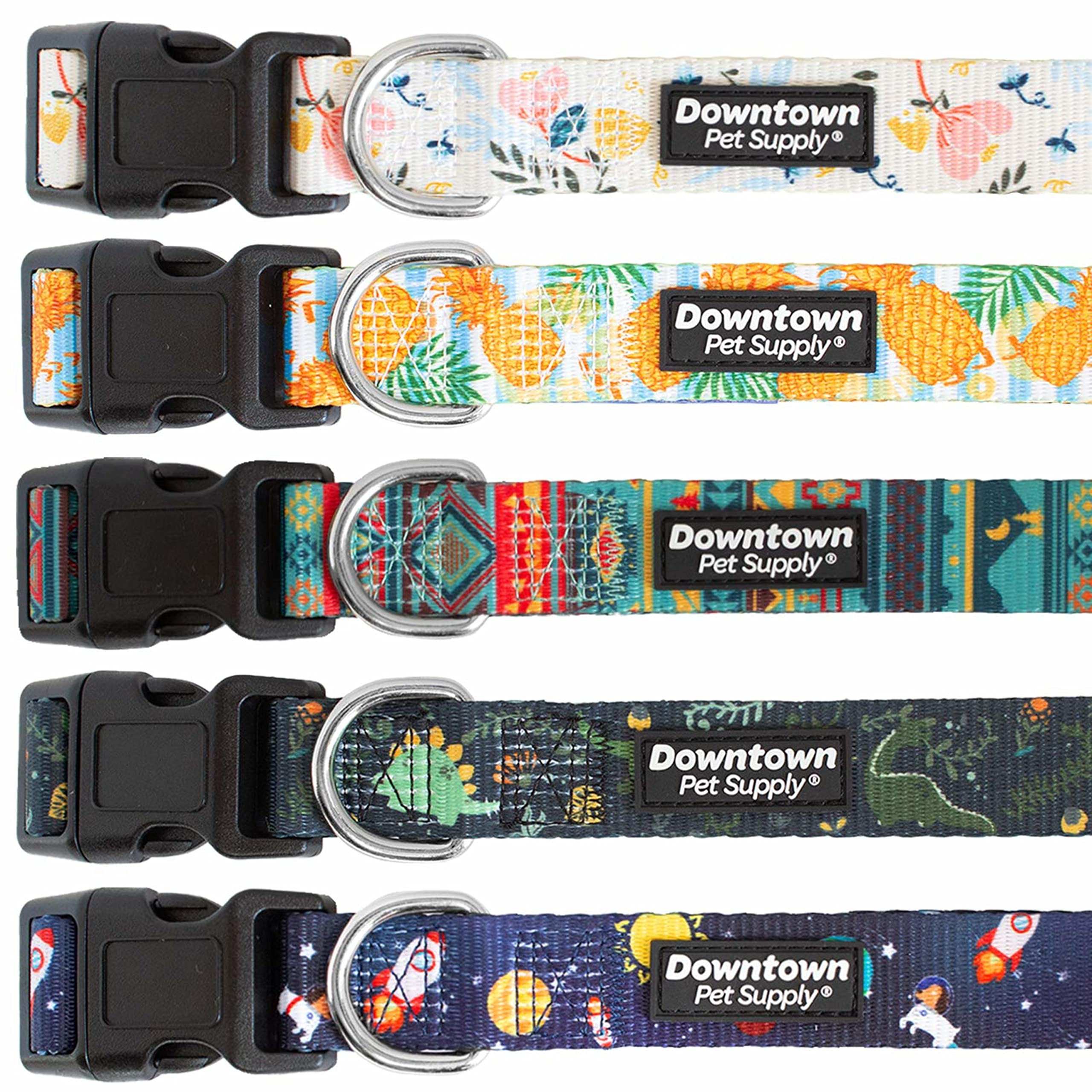 Downtown Pet Supply - Best & Fancy Dog Collar - Lightweight Adjustable With Quick Buckle & D-Ring - Hand Wash Safe - Pineapple -