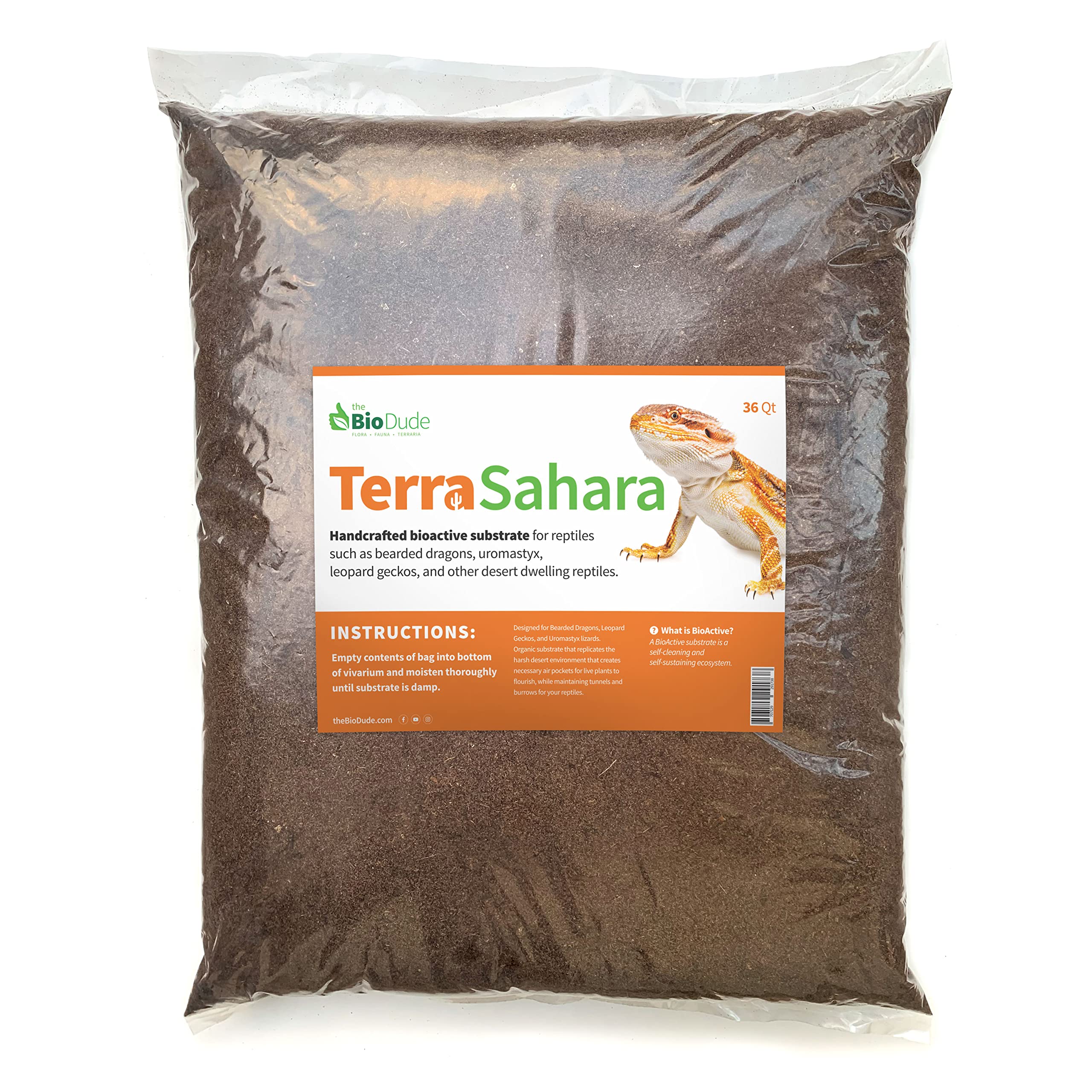 The Bio Dude Terra Sahara Bioactive Reptile Substrate 36 Quarts For Terrariums And Vivariums. Bioactive Substrate For Bearded Dr