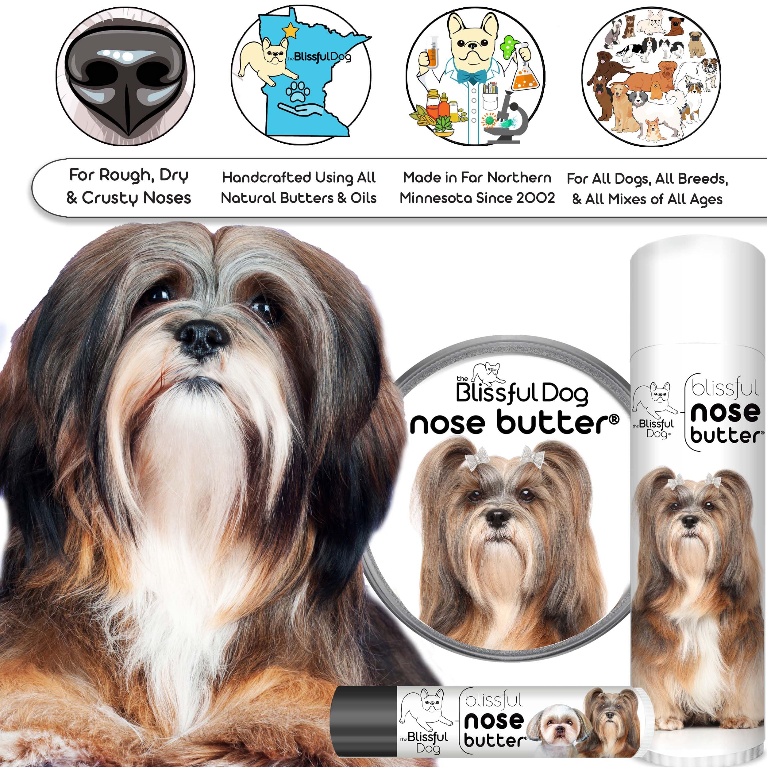 The Blissful Dog Lhasa Apso Unscented Nose Butter - Dog Nose Butter, 4 Ounce