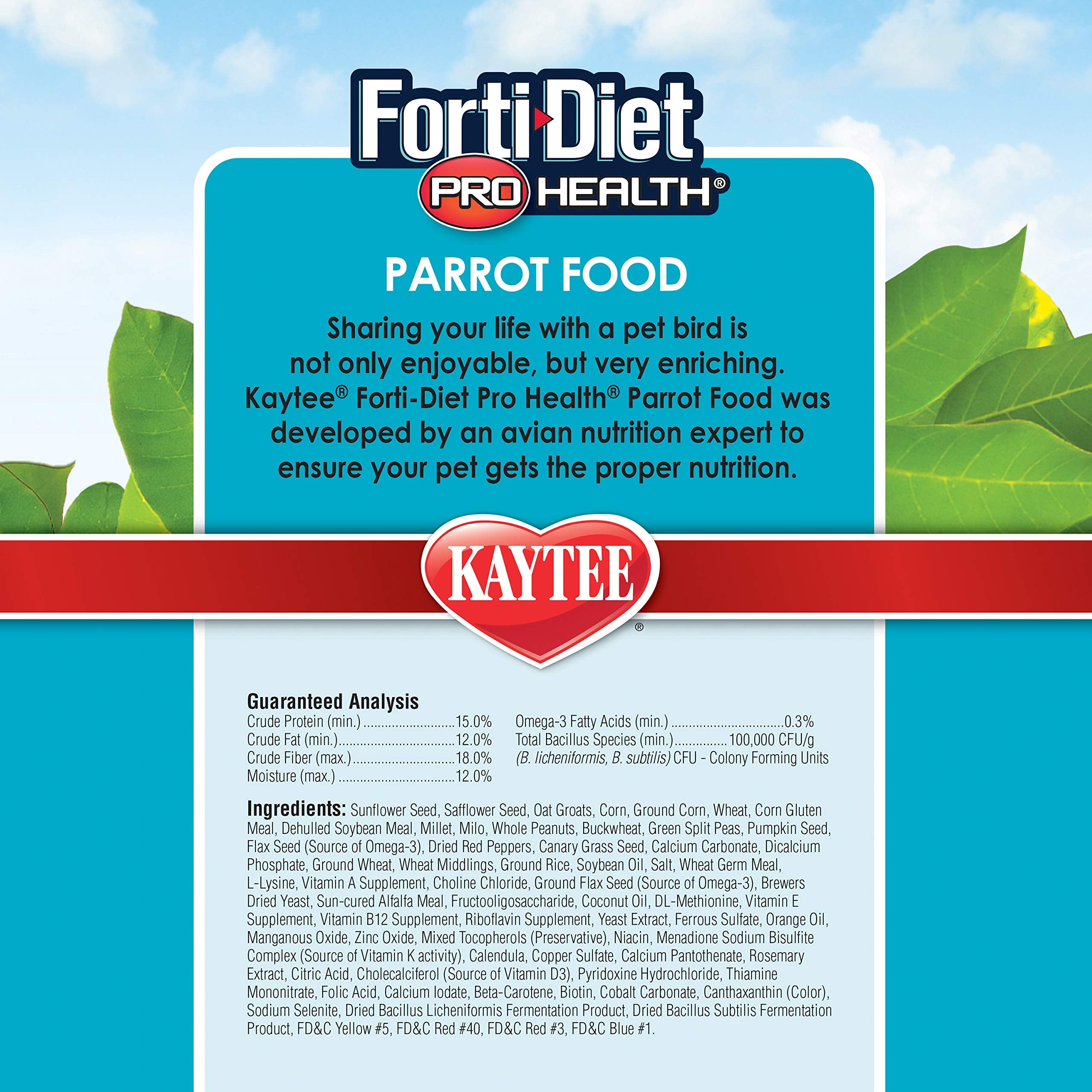 Kaytee Forti-Diet Pro Health Pet Parrot Bird Food, 8 Pound