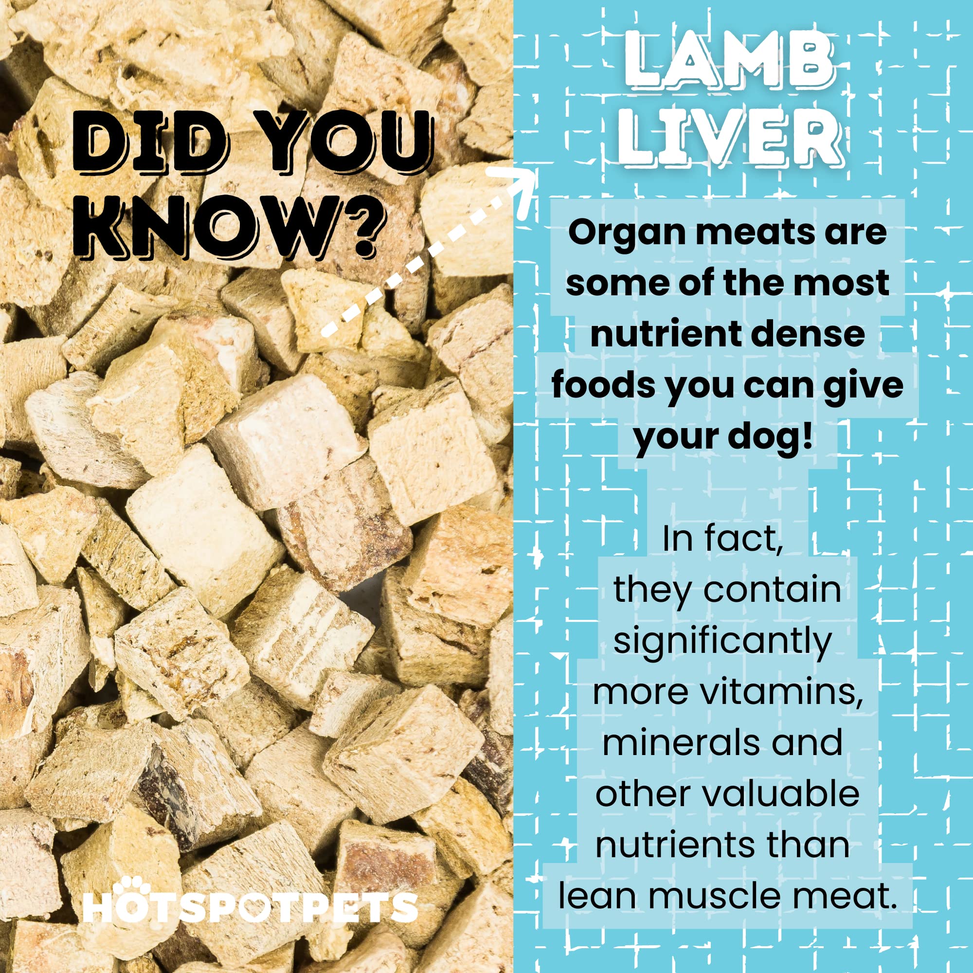 hotspot pets Lamb Liver Treats, 1LB Bag, All Natural Grain-Free Cat & Dog Training Topper Snack, Single Ingredient, Made in USA