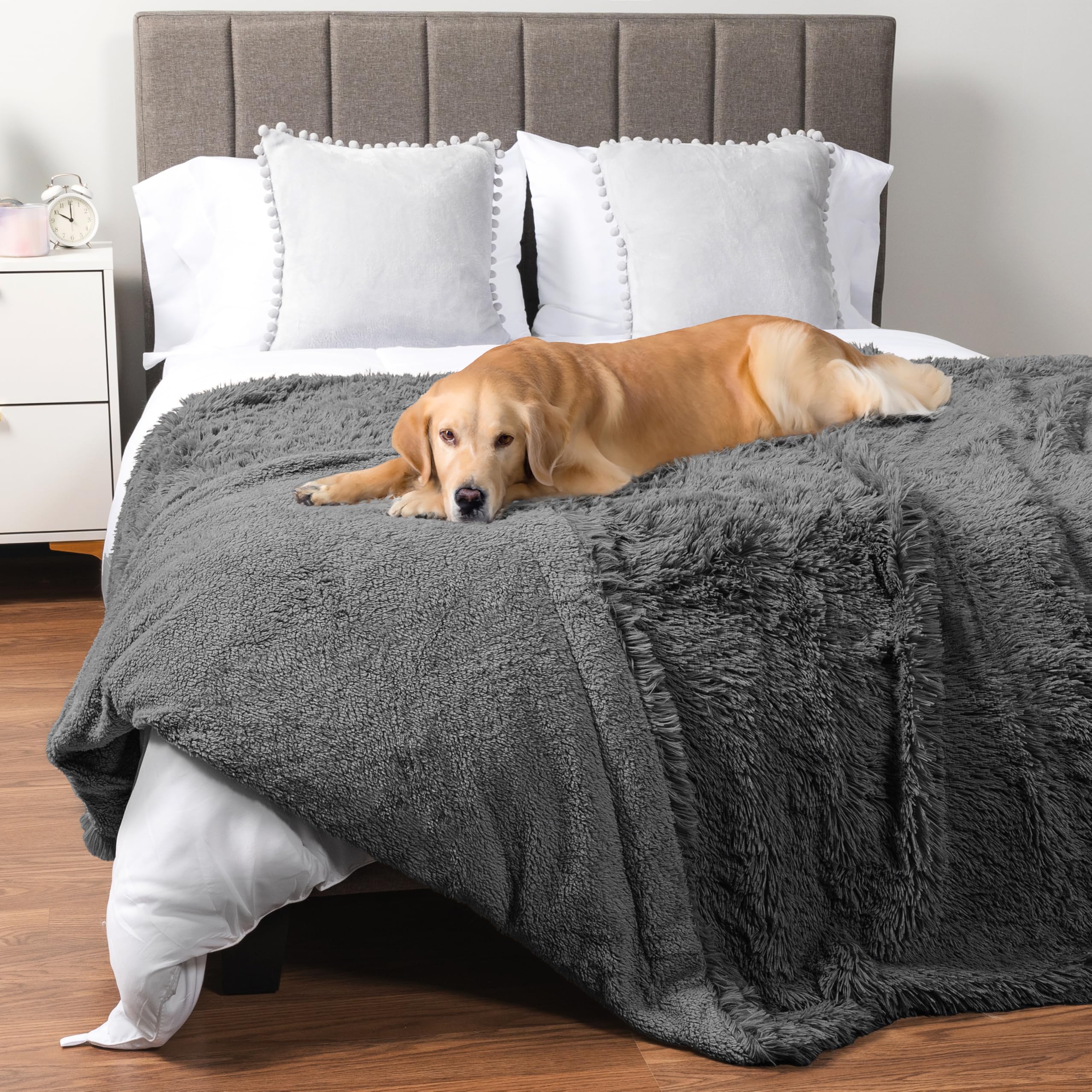 PetAmi Waterproof Dog Blanket for Large Dog, Queen Size Calming Pet Blanket Couch Cover Protector, Sherpa Faux Fur Cat Throw for