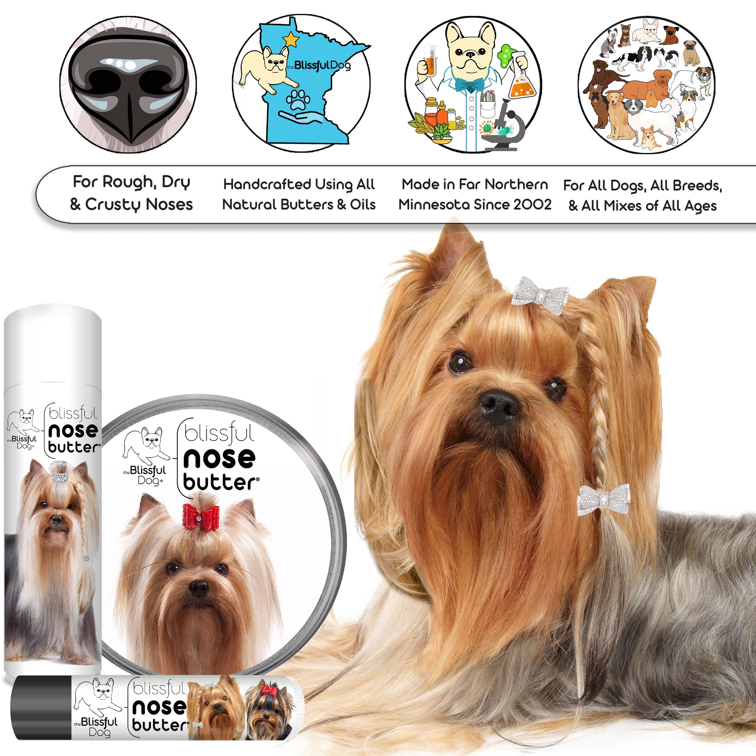 The Blissful Dog Yorkshire Terrier Unscented Nose Butter, 16oz