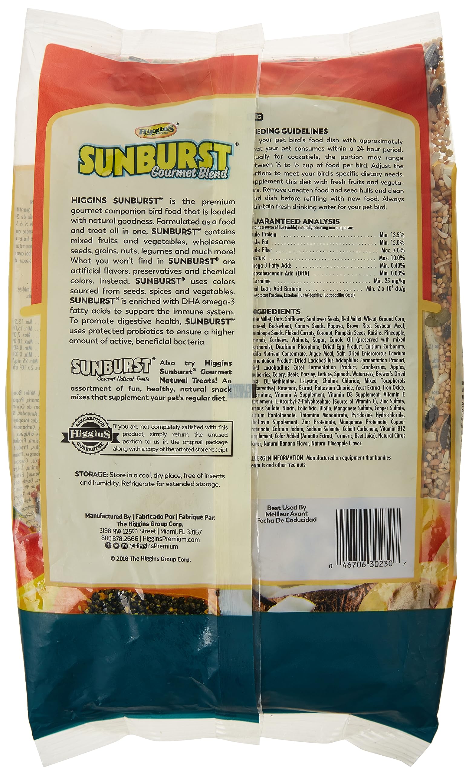 Higgins Sunburst Gourmet Cockatiel Food 3Lb