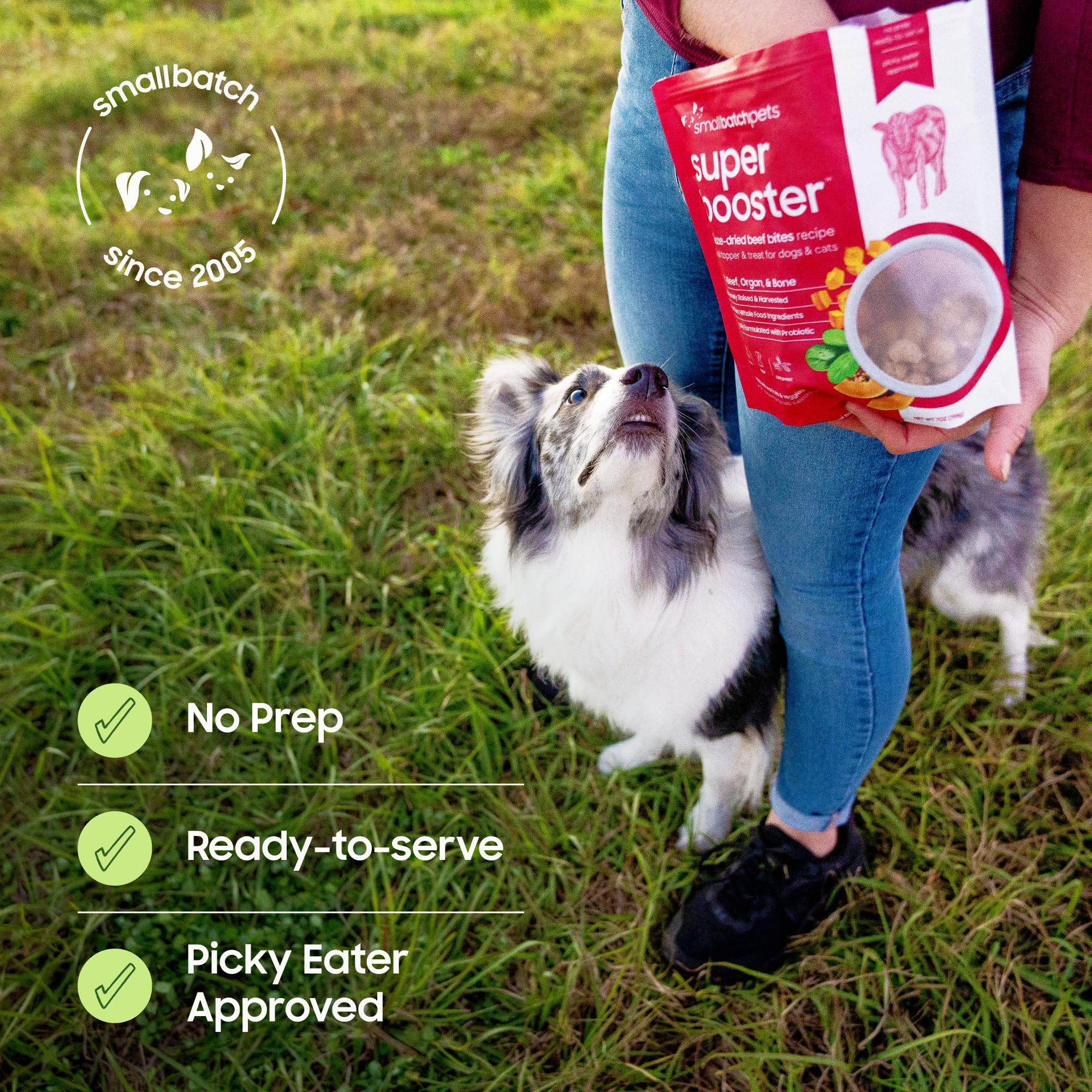 smallbatch Pets Freeze-Dried Super Booster Turkey Bites for Dogs & Cats, 7 oz, Made in The USA, Organic Produce, Humanely Source