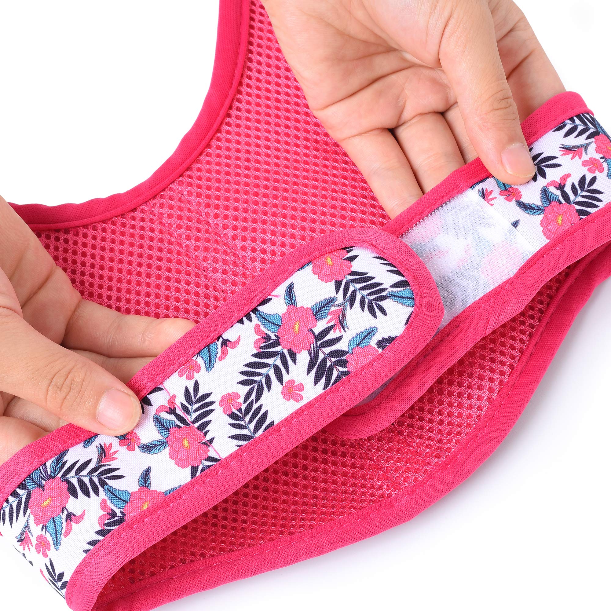 Mile High Life | Easy Get On Air Mesh Vest Harness | Spring Floral Collection | Adjustable Easy Closures Both Neck And Chest |20 Lbs Small Dogs & Cats | Peony S| S Chest Size (16'-18')
