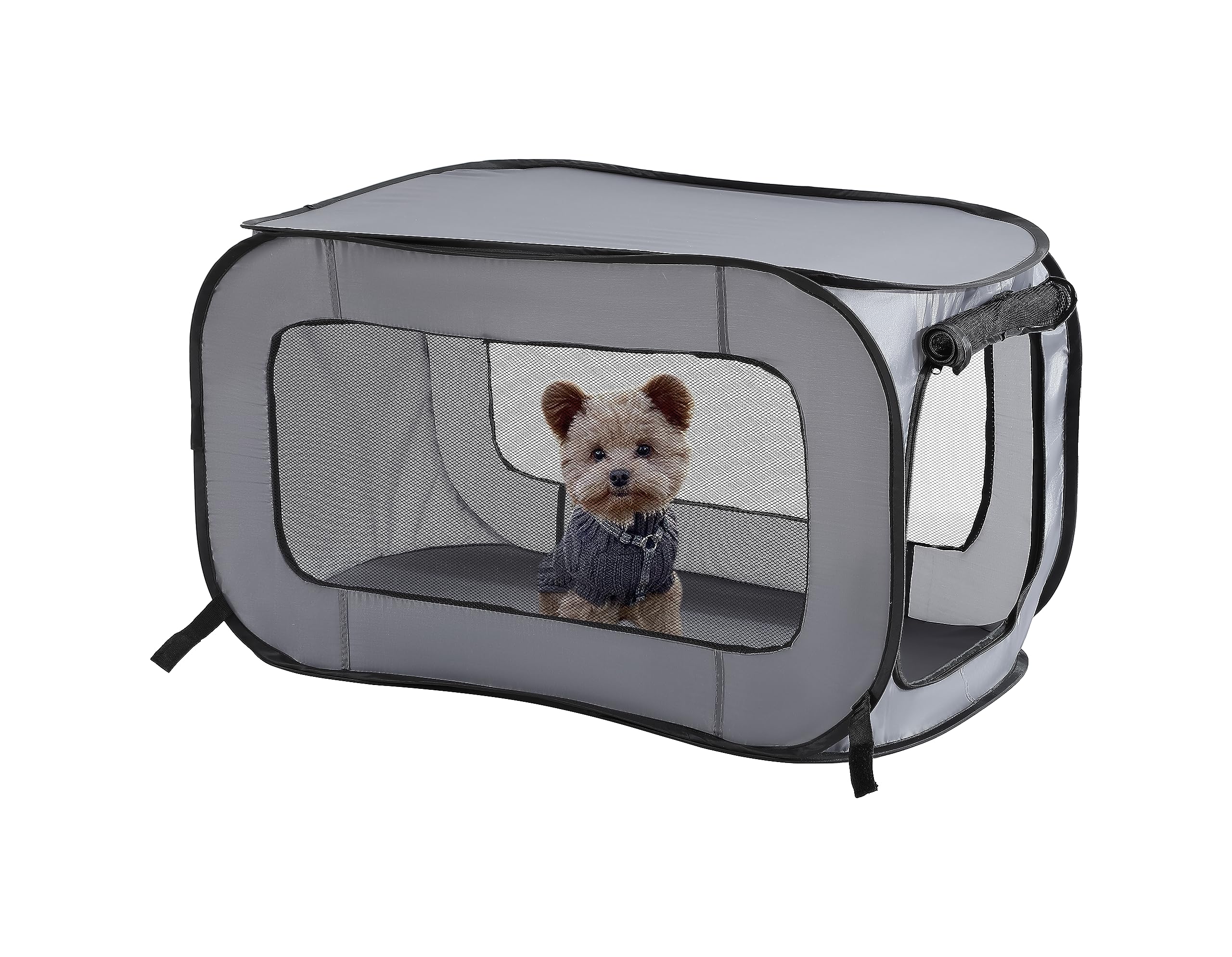 Beatrice Home Fashions Portable, Collapsible, Pop Up Kennel Travel Cat And Dog Crate, 36'' L X 22'' W X 22'' H, Gray