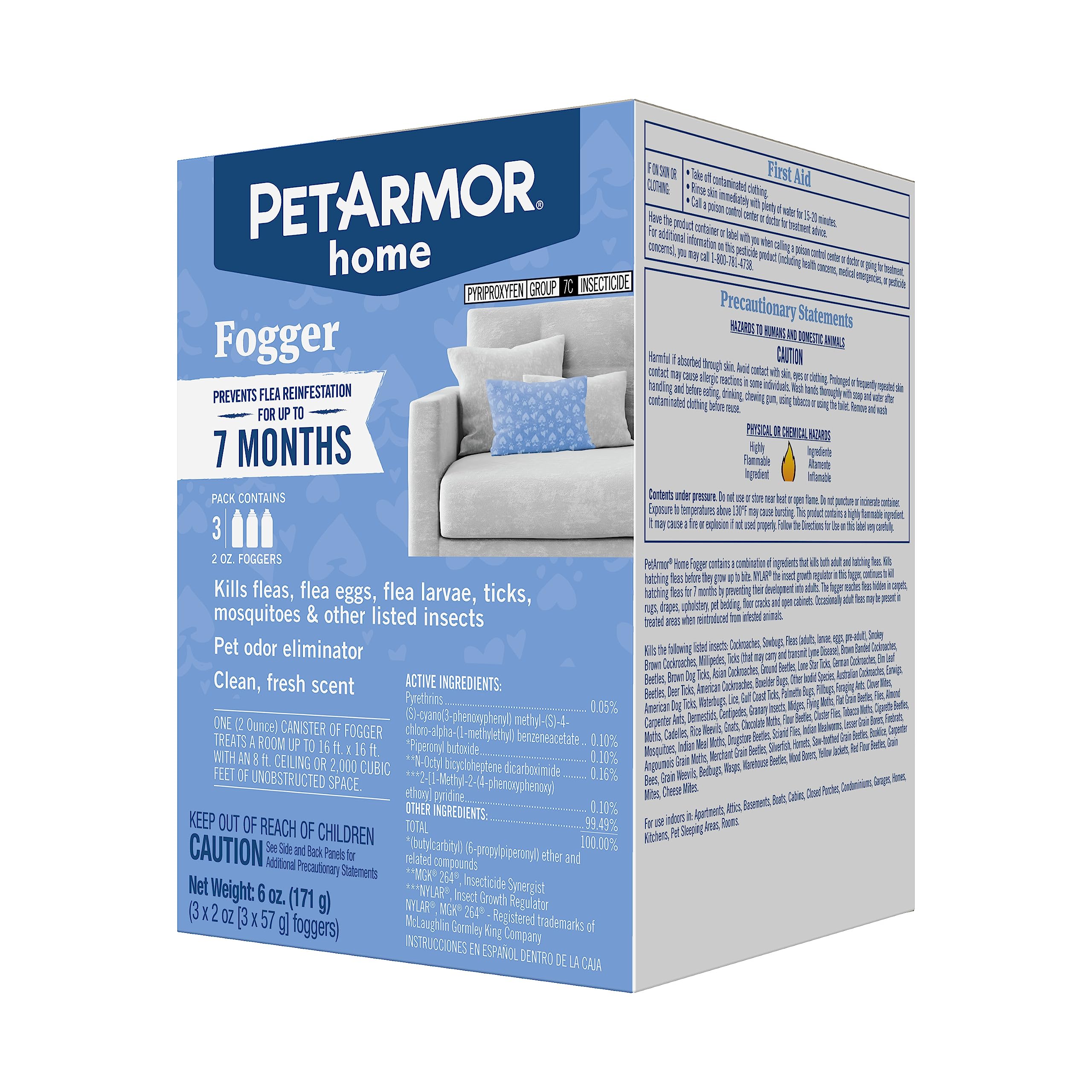 PetArmor Home Fogger, Kills Fleas, Ticks, Mosquitoes & Other Listed Insects, Helps Eliminate Pet Odor, Clean Fresh Scent, Protec