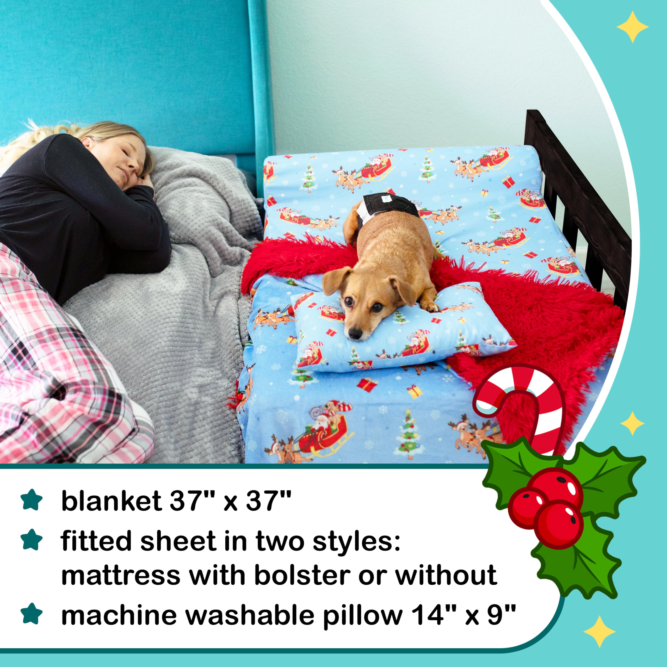 Sleepy Hippo Santa'S Helpers Bedding Set - Soft Shag & Fleece Reversible Blanket, Plush Pillow, Cute Fitted Sheet For Comfort -