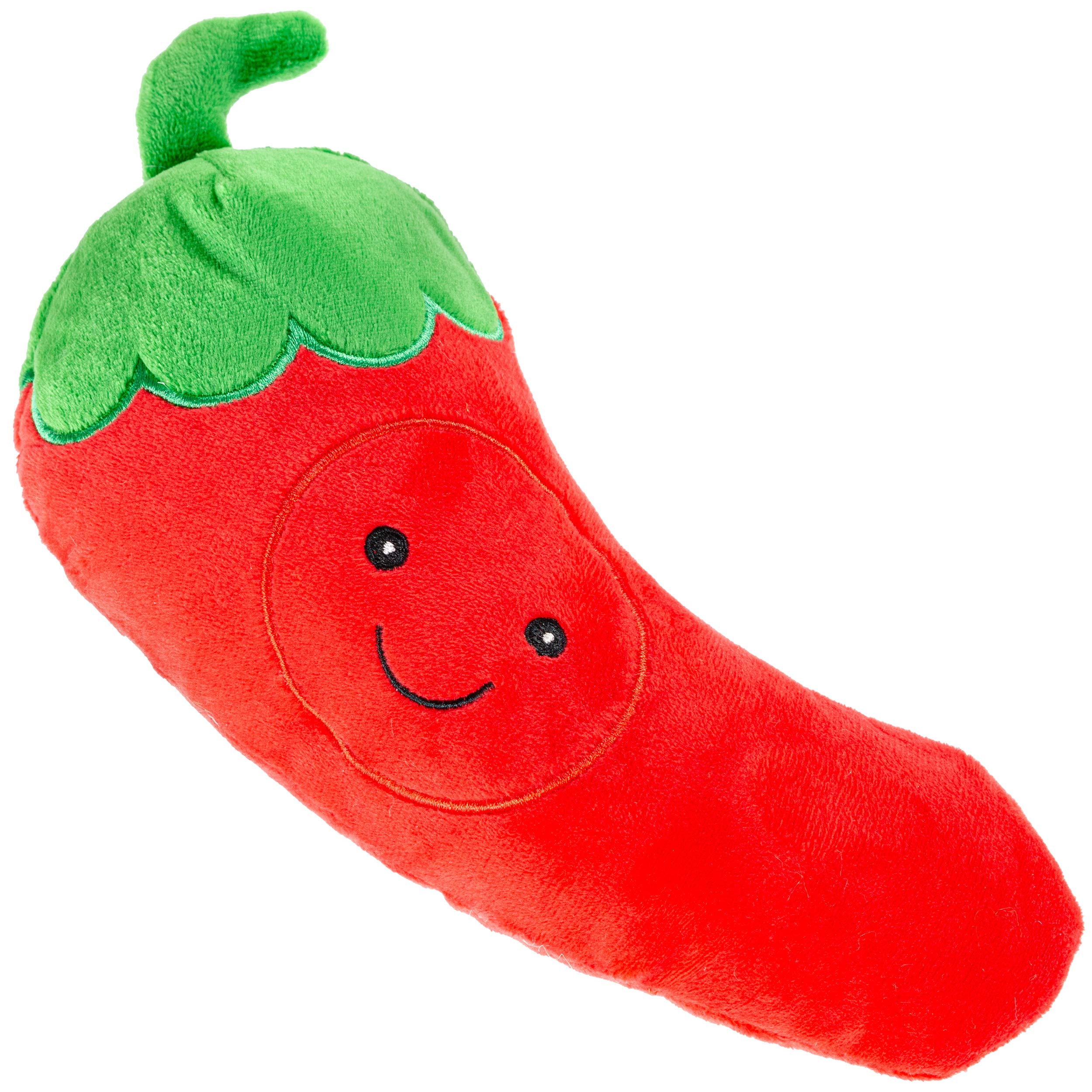 Giftable World Pet Plush Pet Toy Fruits, Cupcakes, Ice Creams, Mug With Squeaker Dog Chew Toy (9'' Chili Pepper)