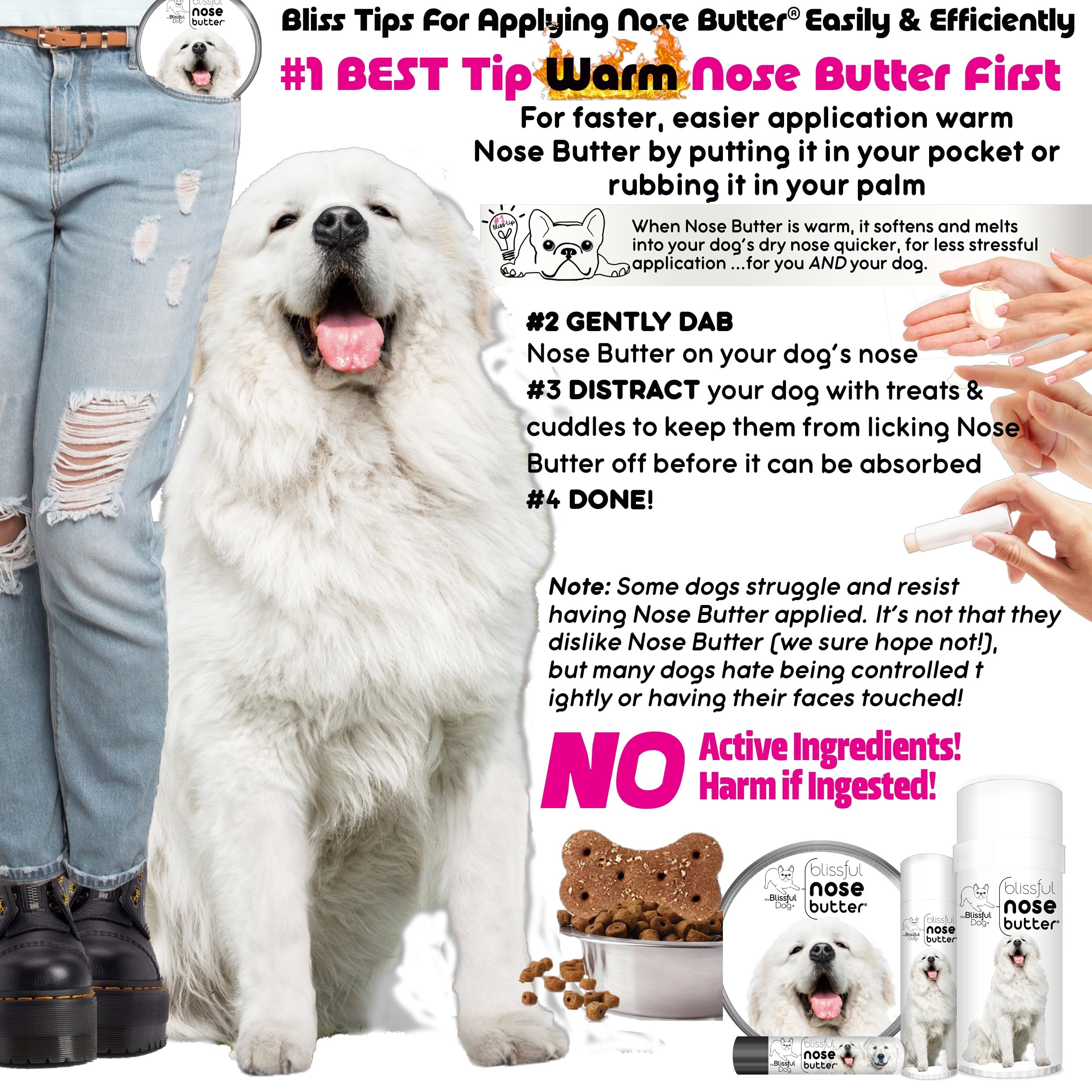 The Blissful Dog Great Pyrenees Unscented Nose Butter, 4-Ounce