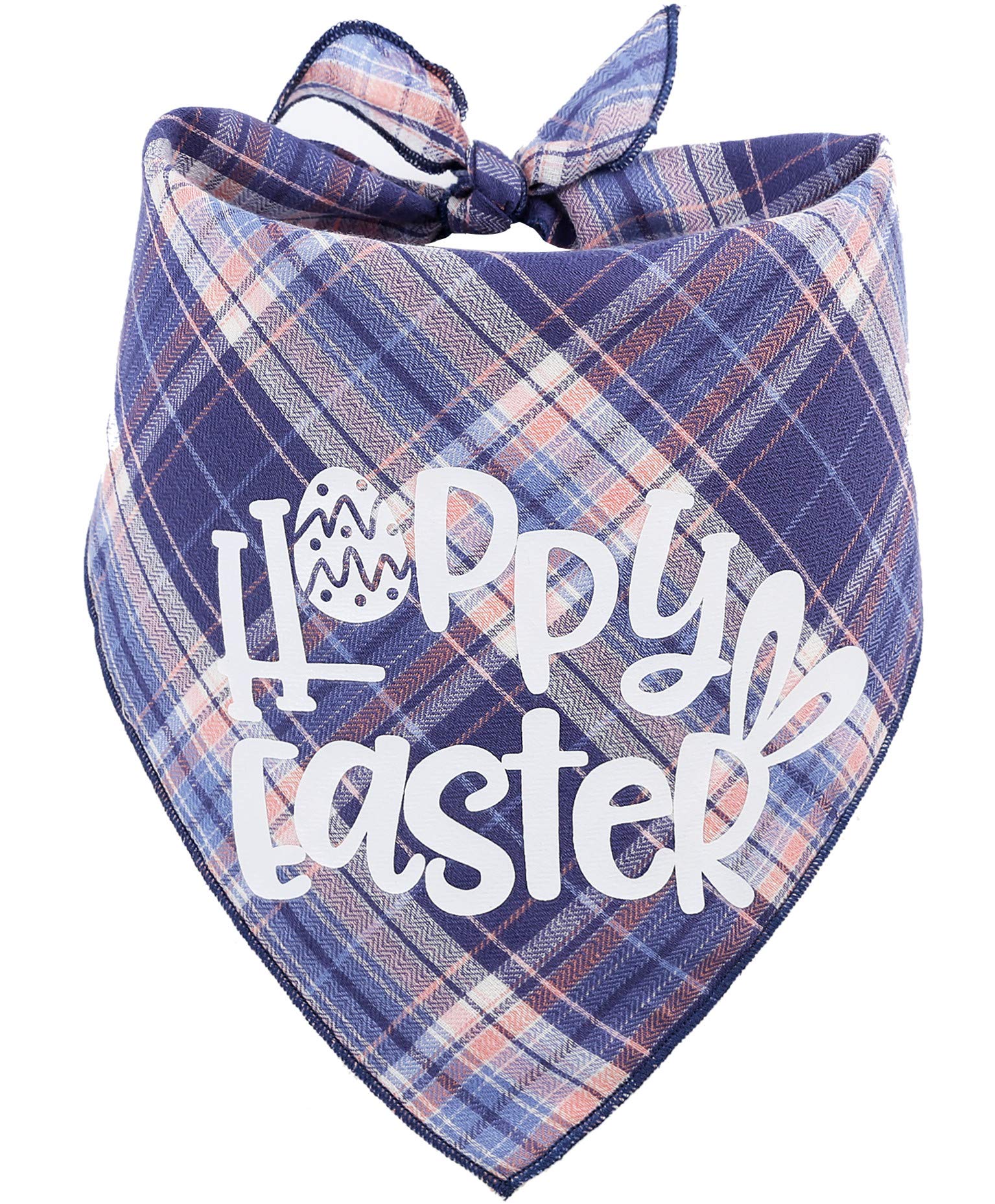 Boombone 2Pack Plaid Easter Dog Bandana With Cute Paintting