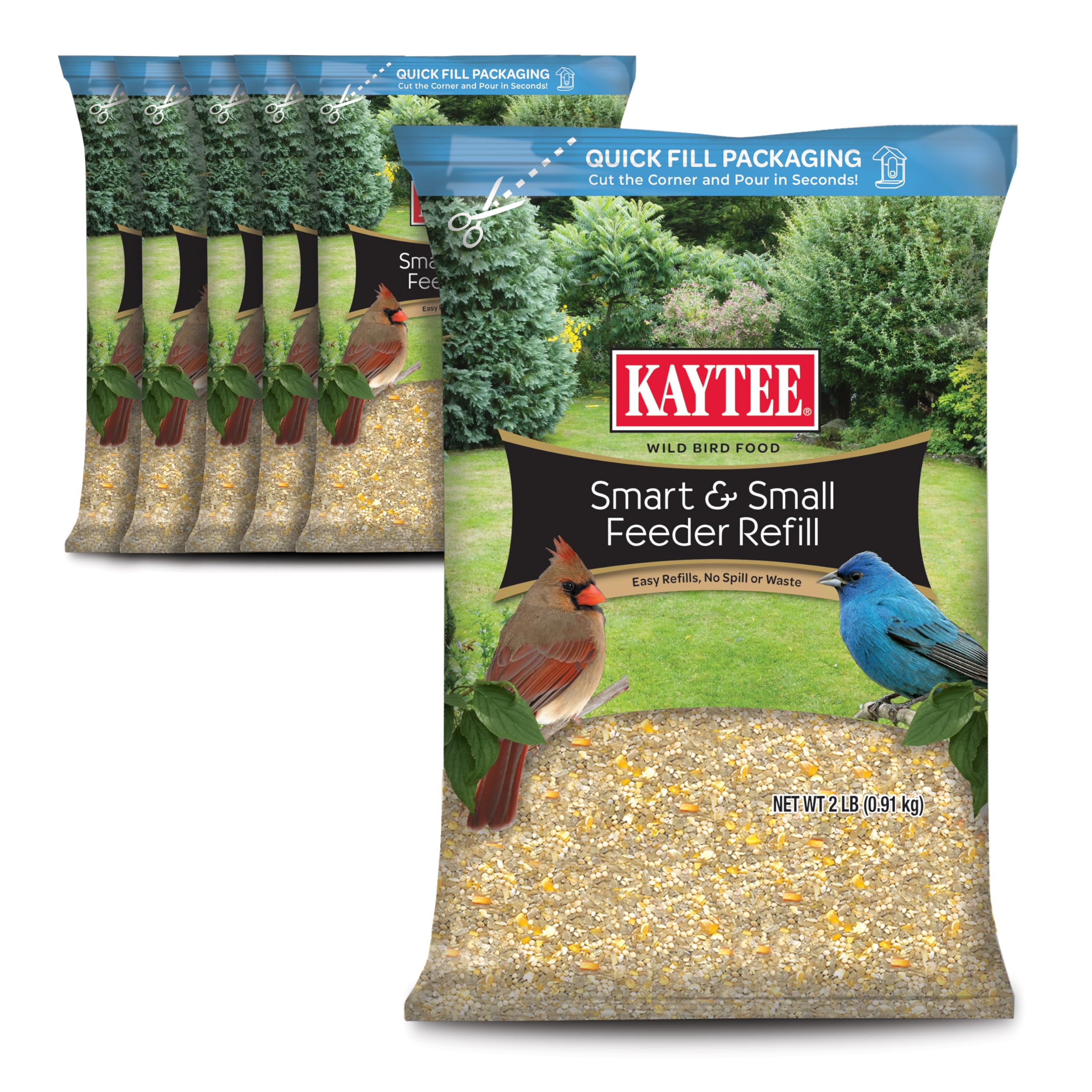 Kaytee Smart & Small Feeder Refill, Ideal Wild Bird Food for Smart Feeders, 2 Pounds, 6 Count