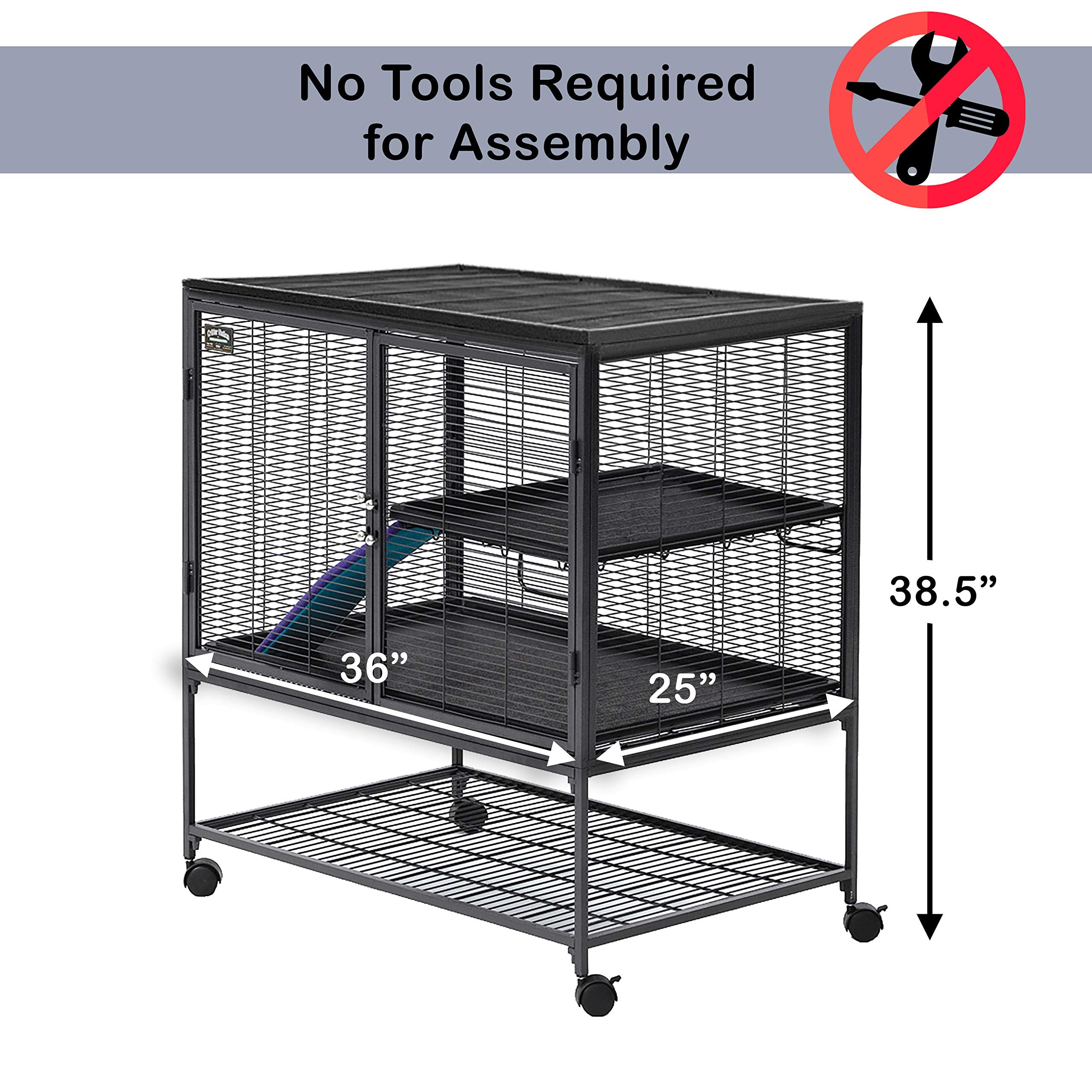 Midwest Homes For Pets Deluxe Critter Nation Single Unit Small Animal Cage (Model 161) Includes 1 Leak-Proof Pans, 1 Shelf, 1 Ra