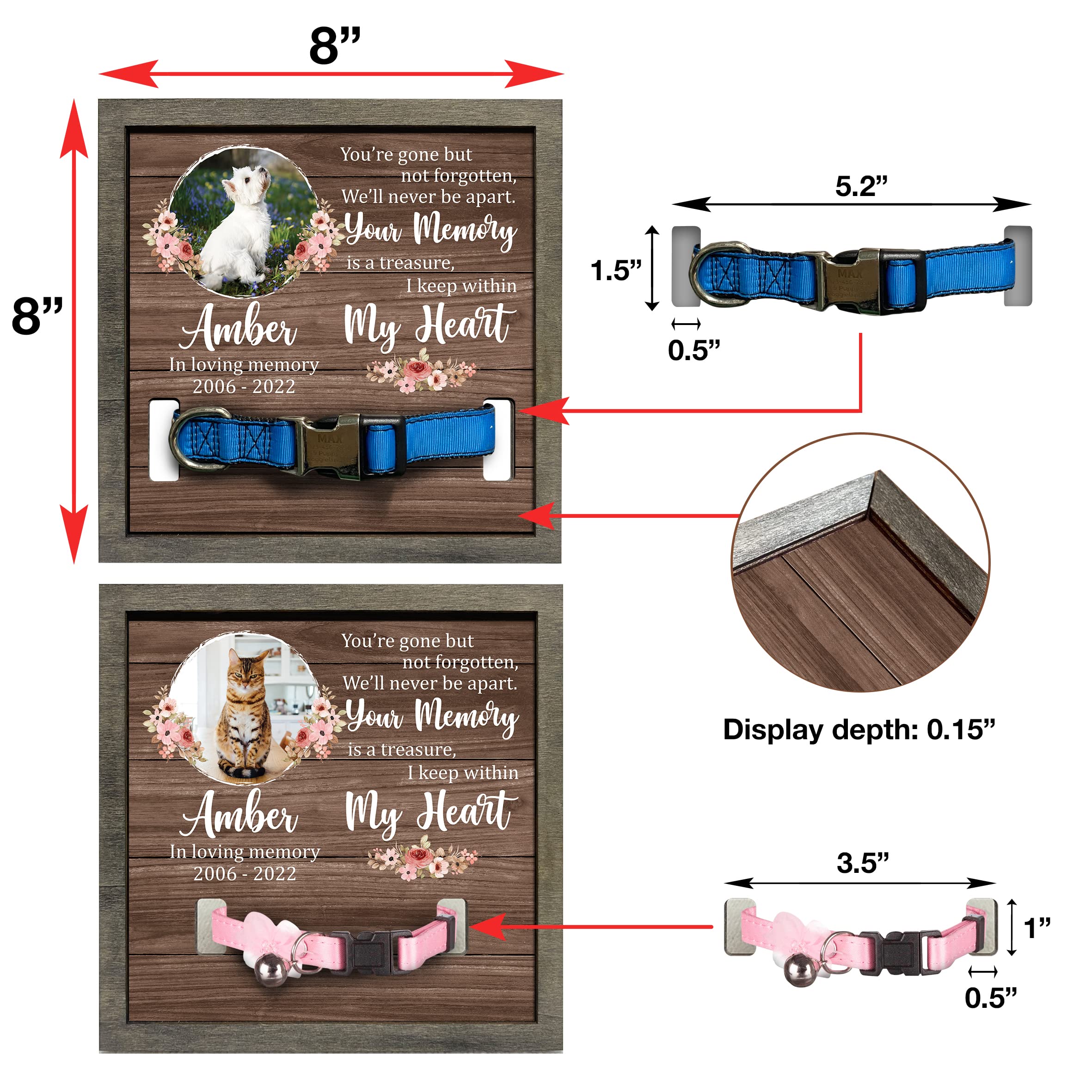 Bfigift Personalized Pet Loss Gifts Dog Picture Collar Frame Pet Remembrance Gifts Dog Memorial Gifts Dog Memorial Frames For Pictures Sympathy Gifts Keepsake Bereavement Gifts Funerary Decor Wall