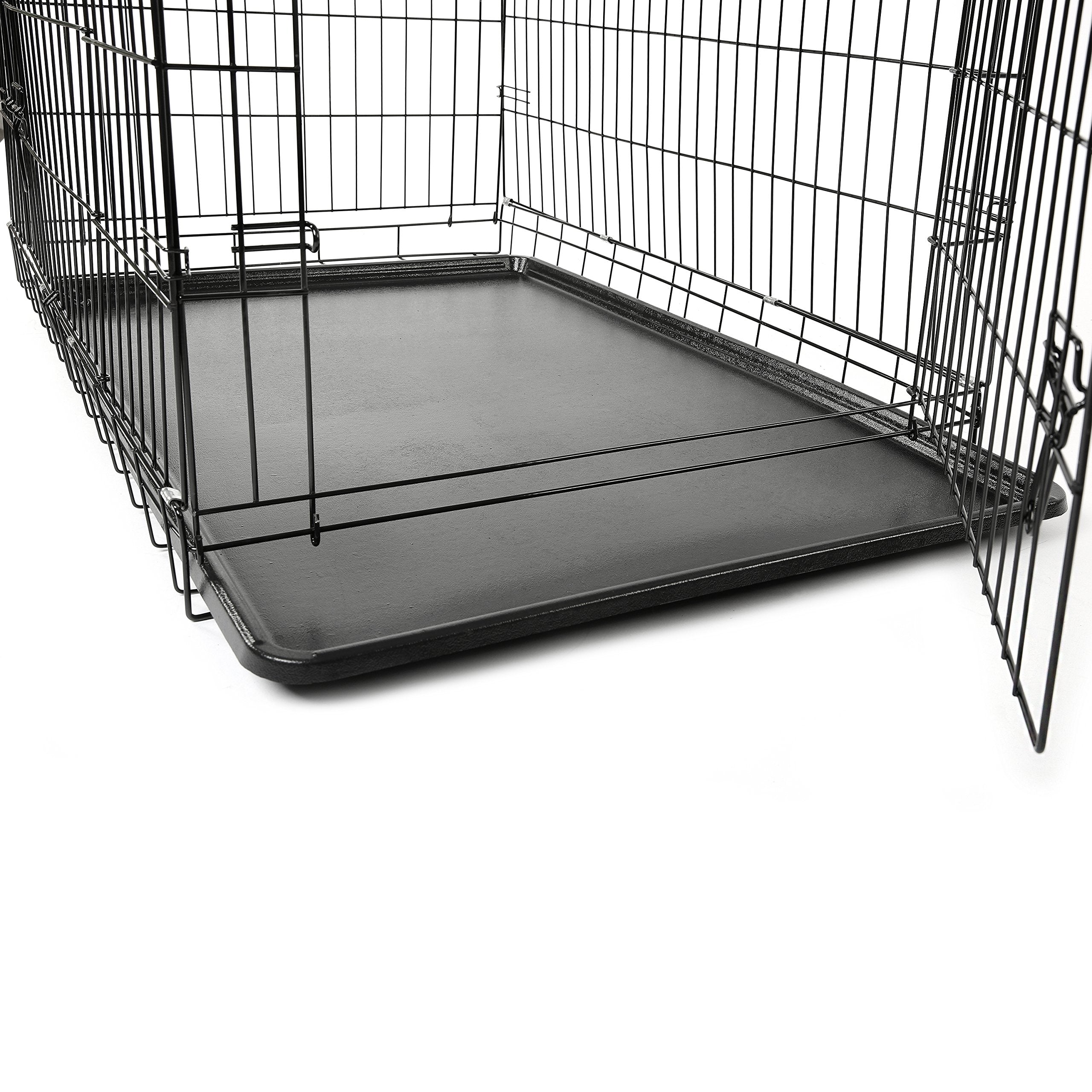 Tresko Dog Cage 107 X 71 X 77 Cm Foldable With 2 Doors Transport Cage Car Dog Box With Base Tray Transport Box Wire Cage