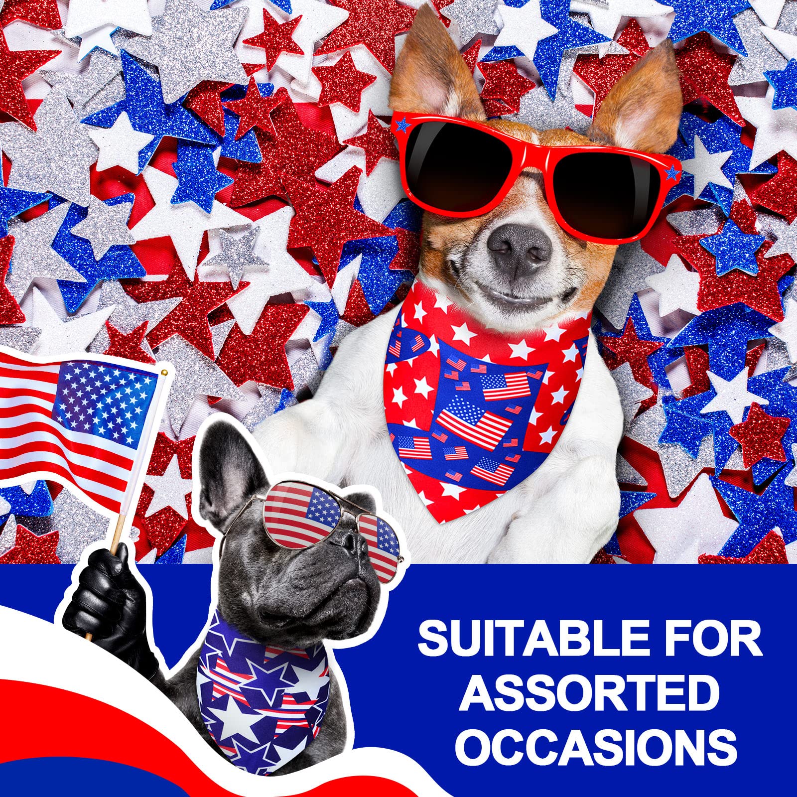 Eccliy 20 Pcs 4Th Of July Dog Bandanas For Pets Memorial Day Dog Bandanas Gifts Independence Day Pet Scarf Washable Triangle Bib