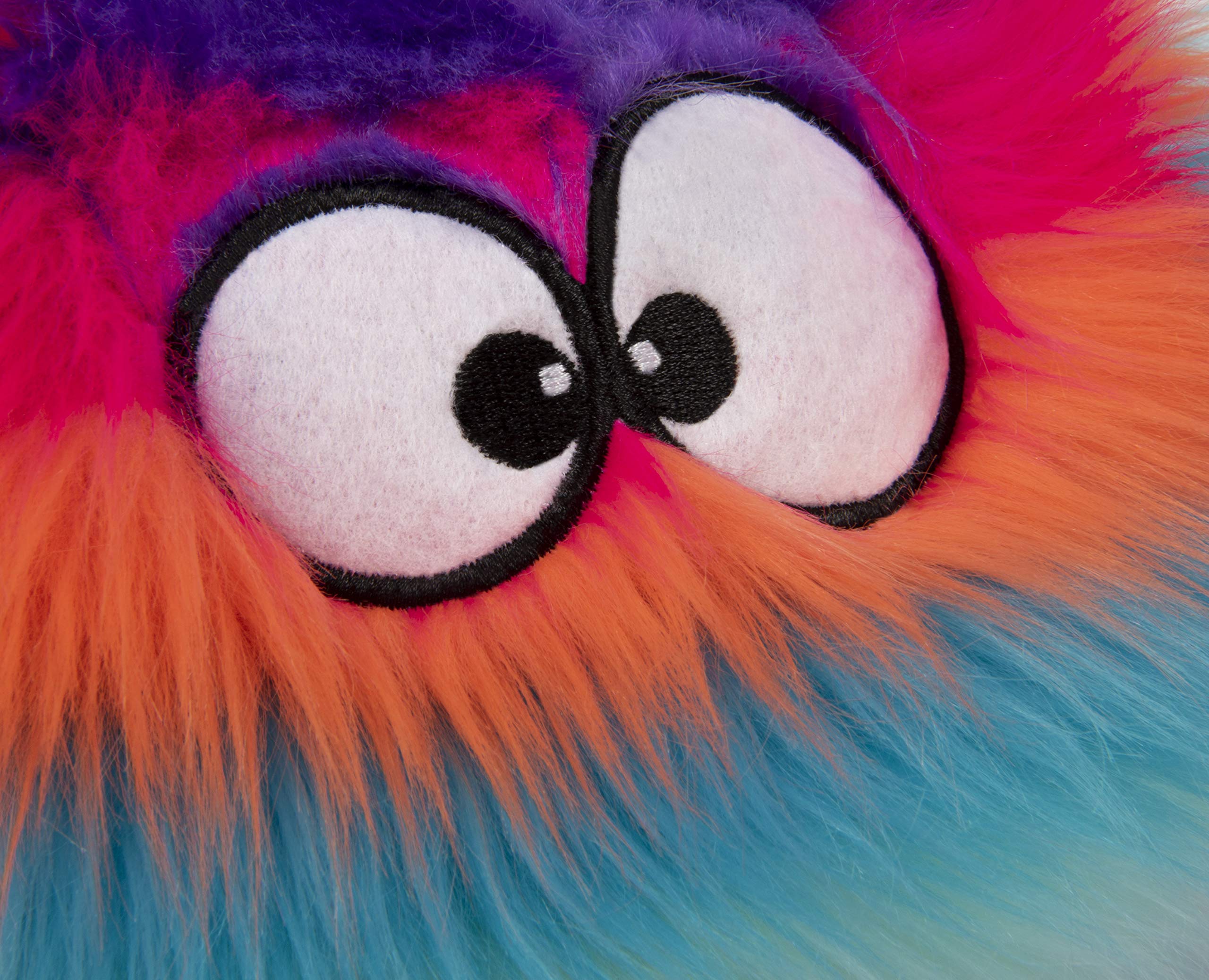 goDog Furballz Squeaky Plush Ball Dog Toy, Chew Guard Technology - Cool Rainbow, Large