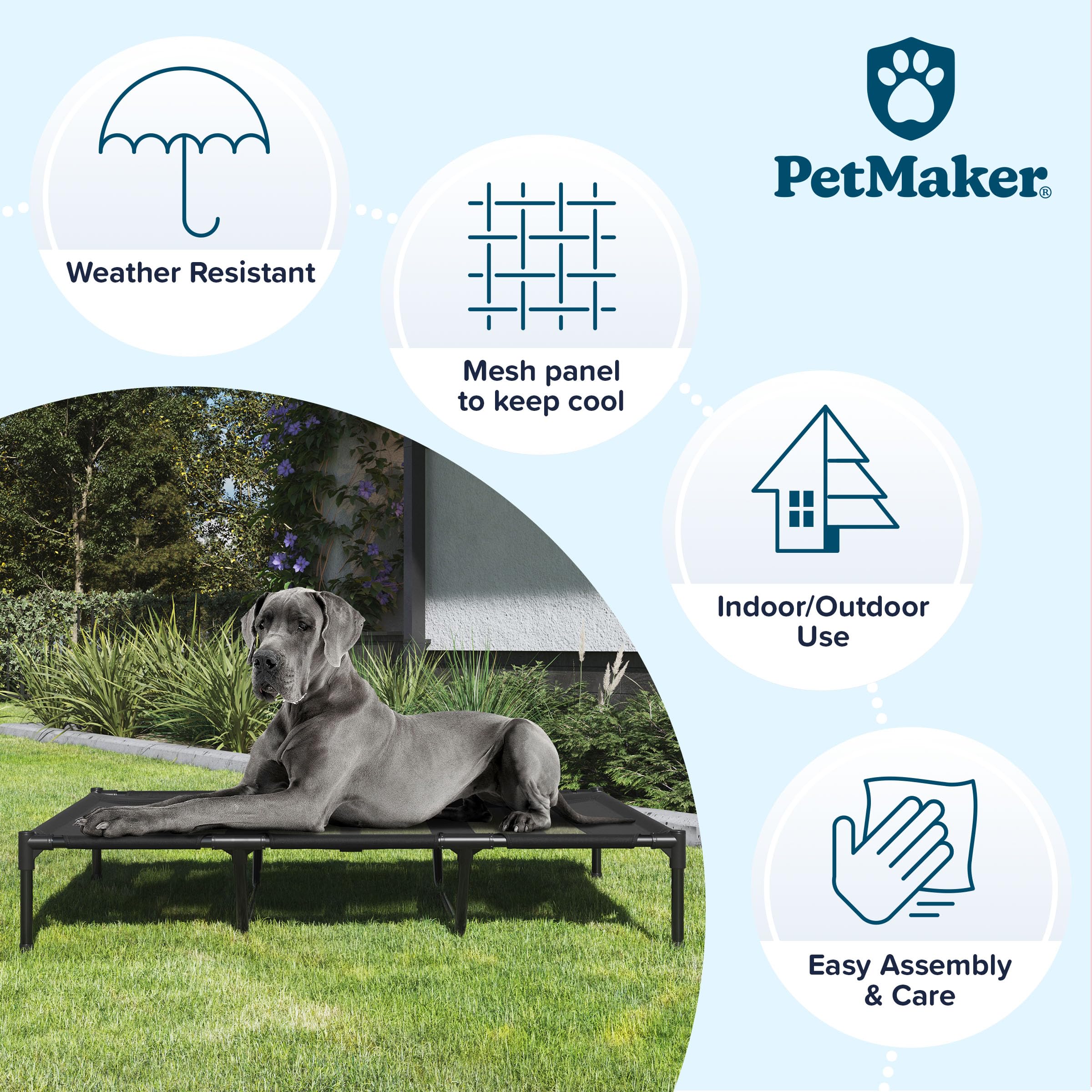Petmaker Elevated Dog Bed - 48X36-Inch Portable Pet Bed With Non-Slip Feet - Indoor/Outdoor Dog Cot Or Puppy Mattress For Pets U