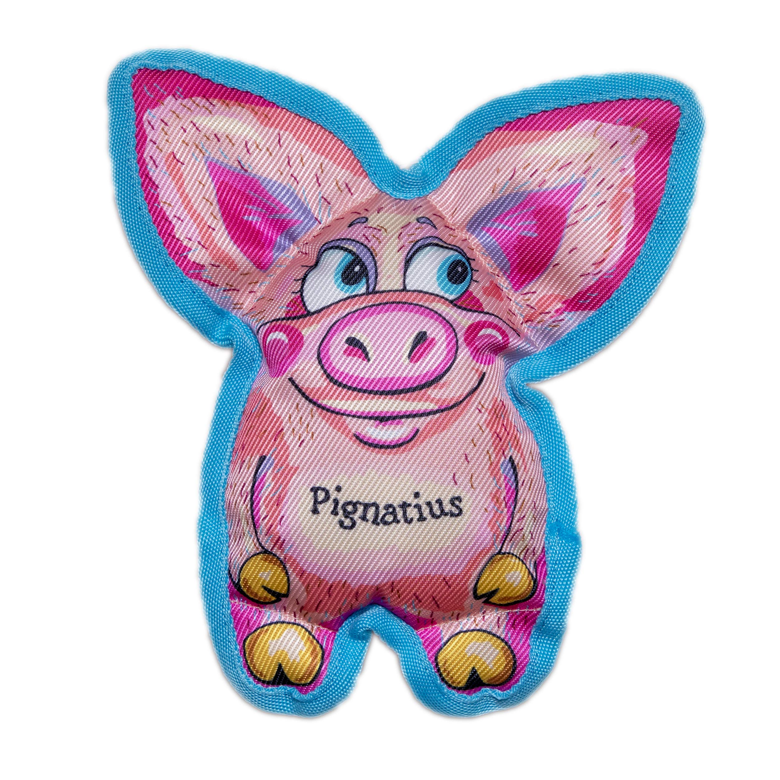 Fuzzu Durable Dog Toy With Squeaker - Floppy Tough Chew Toy, All Ears - Pignatius, Small Inch