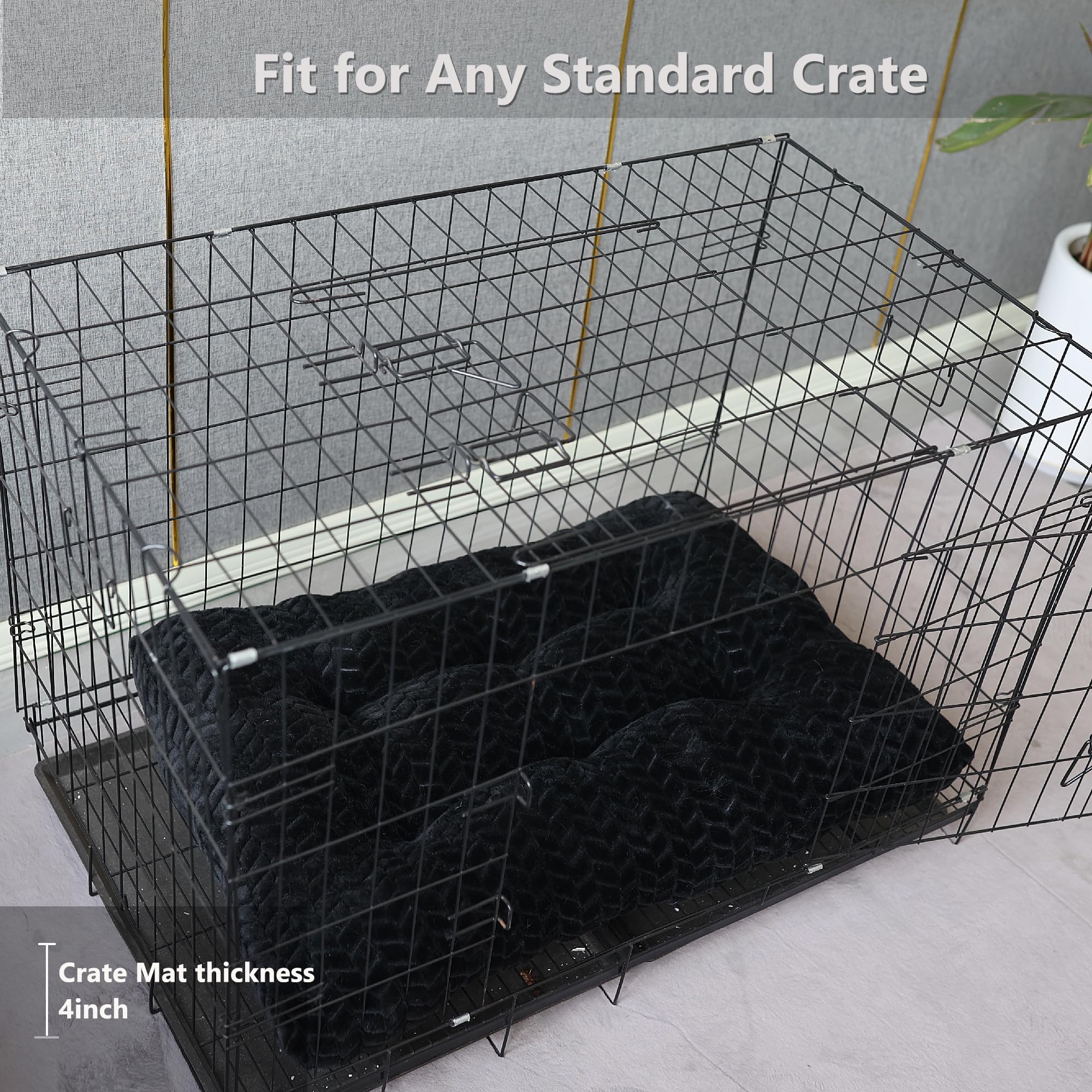 Necesitar Black Dog Crate Bed 36Inch Crate Pads For Medium Large Dogs Washable Soft And Fluffy Kennel Pad With Anti-Slip Pillows