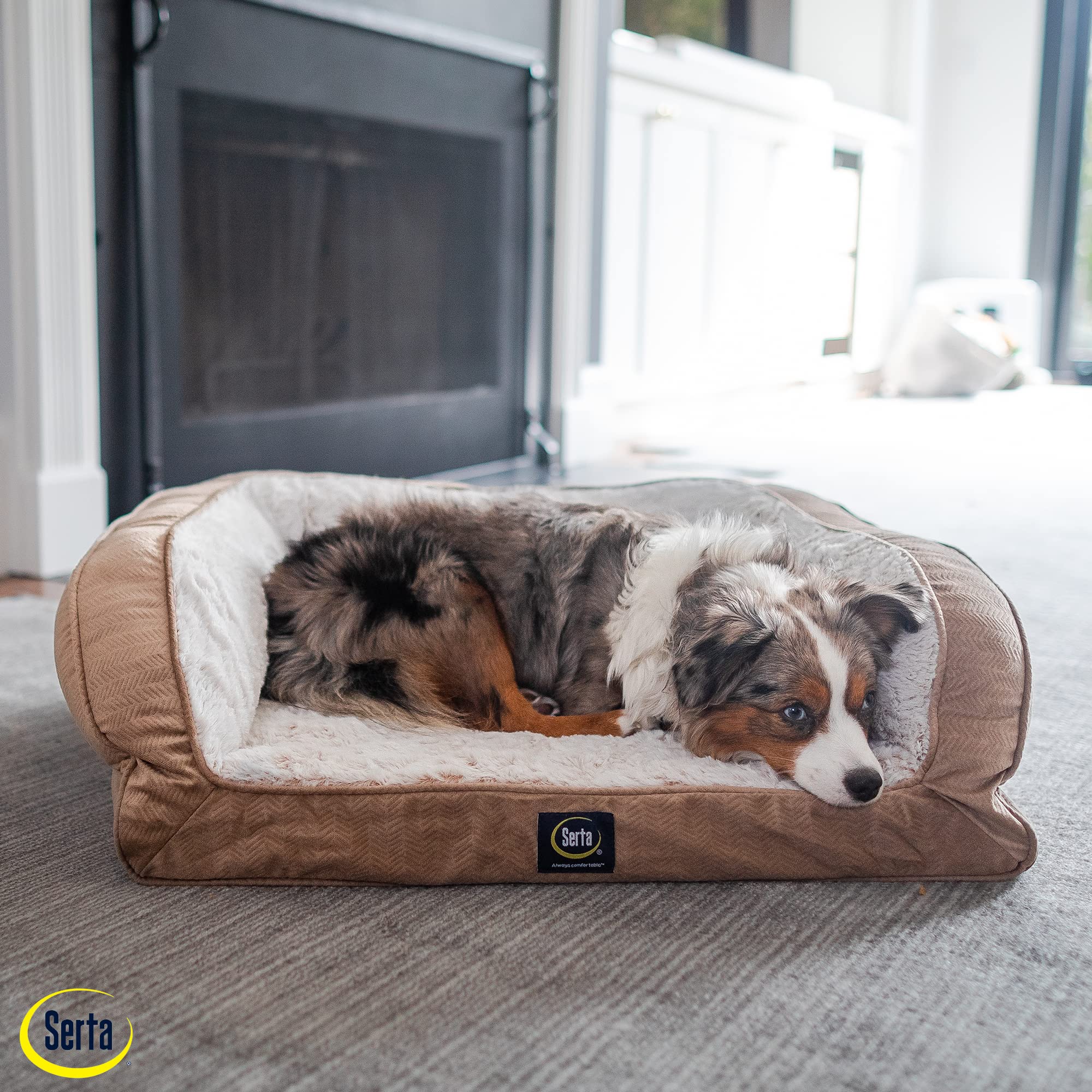 Serta Orthopedic Quilted Dog Bed - Foam, X-Large, 46"L x 34"W, Desert Sand