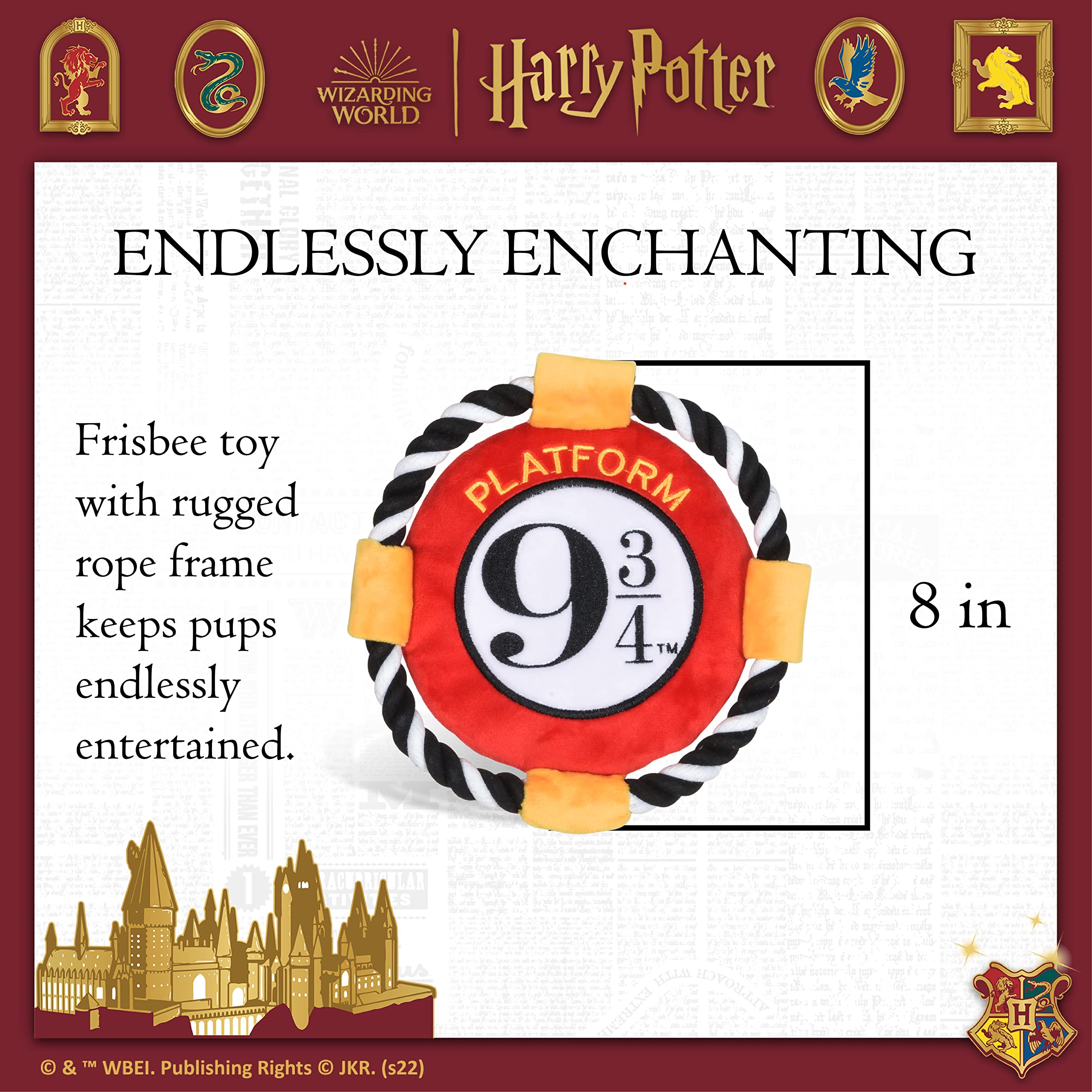 Harry Potter 9 3/4 Platform Frisbee Pet Toy | Frisbee for Dogs in Themed Design, Frisbee Dog Toy, Rope Dog Toy | Dog Toy Platfor